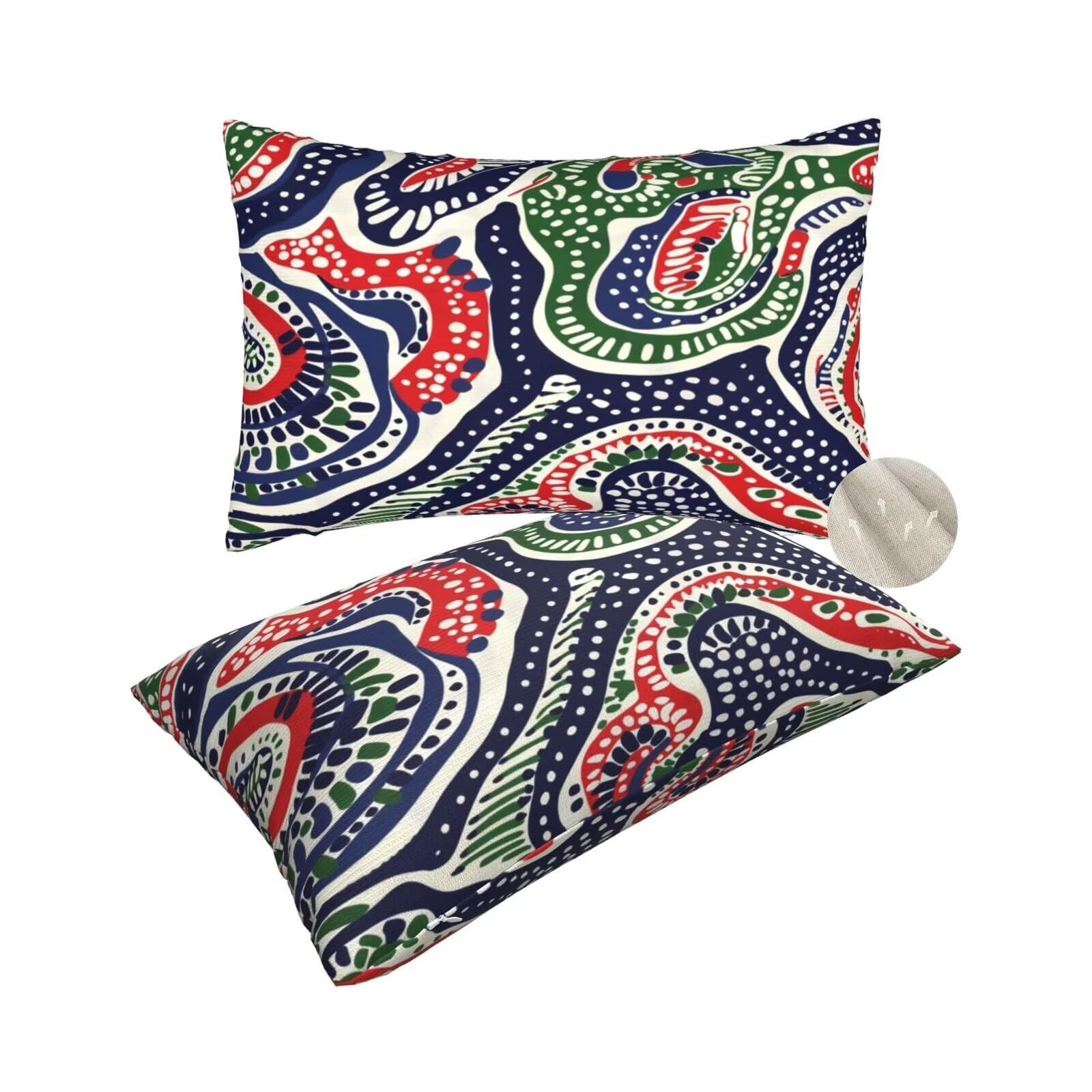 Housse coussin 50x80 cm lot de 2 rectangulaire style indien pour canapé salon