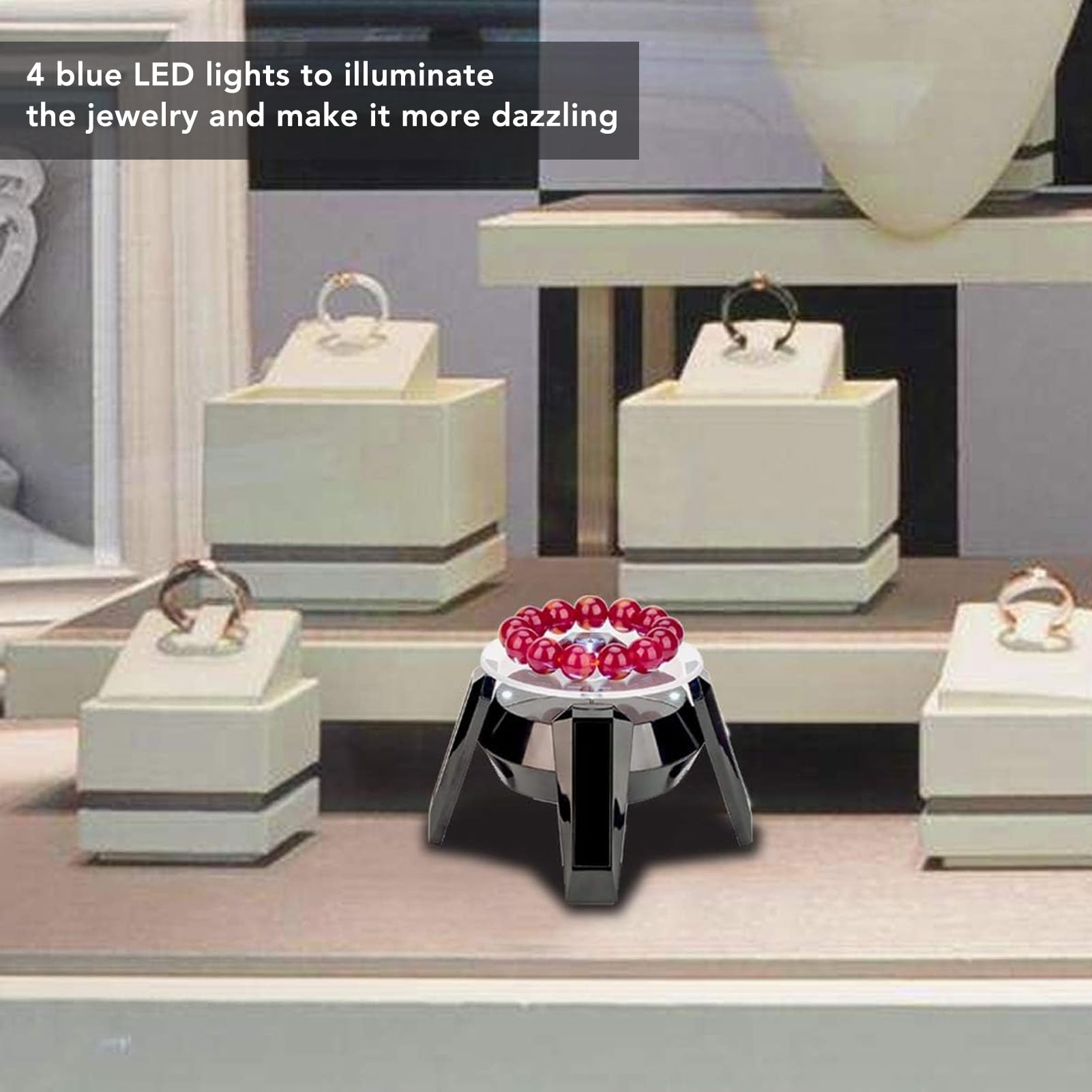 360° Drehteller Mit LED Licht - Solar/Batterie Display Ständer