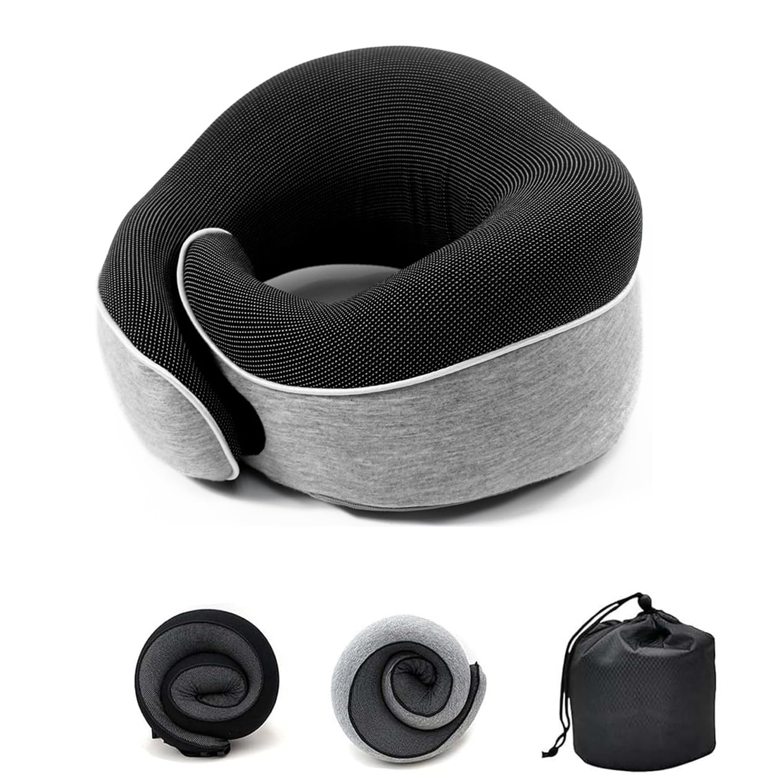 VUCATIN Travel Pillow, Memory Foam Neck Pillow, U Shape Plus Travel Pillow Ergonomic Design Full Neck Surround Pillow for Home,Office,Airplanes & Car (grey)