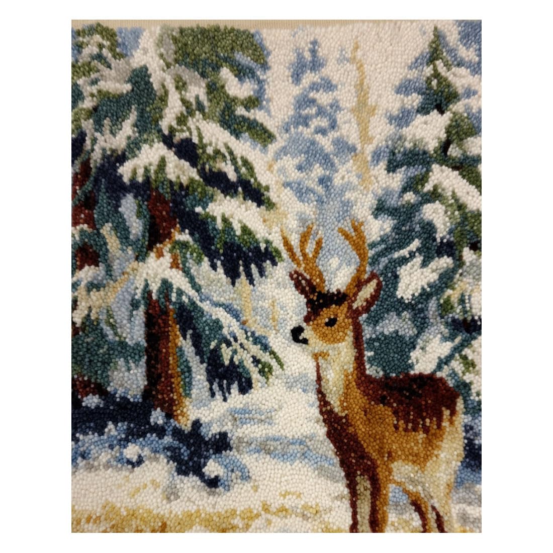 Wallphantom Knüpfteppich Zum Selber knüpfen,Hirsche im Wald,Knüpfsets Latch Hook Kit Selbst Knüpfen Set für Kinder und Erwachsene,Farbmuster vorbedruckt,80x160cm