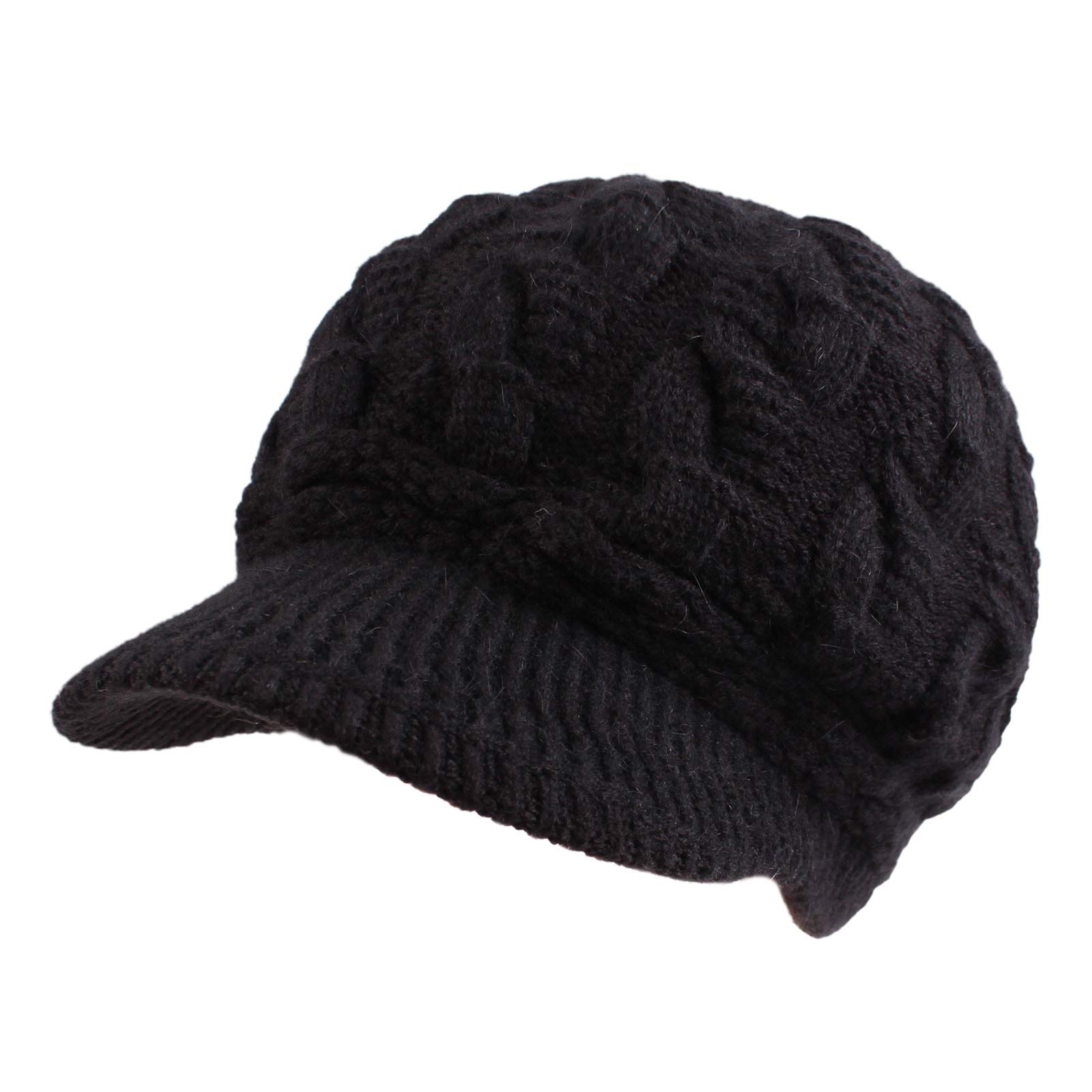 PESAAT Twist Women Visor Hat Warm Fleece Lined Beret Hats Winter Knit Hats for Women
