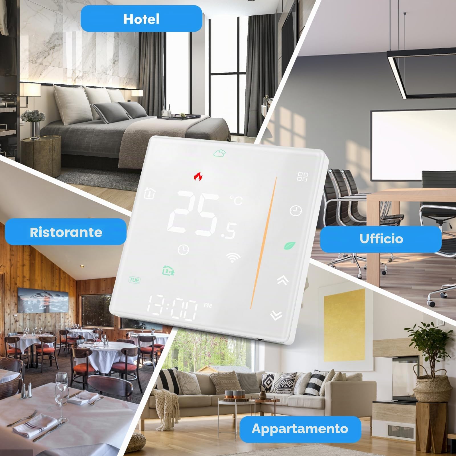 Jadeshay Termostato Caldaia WiFi Termostato Digitale Programmabile 5+1+1 Giorni con Schermo LCD Contatto Pulito 5A 230V Compatibile con Alexa e Google Home Controllo Remoto tramite Smart Life