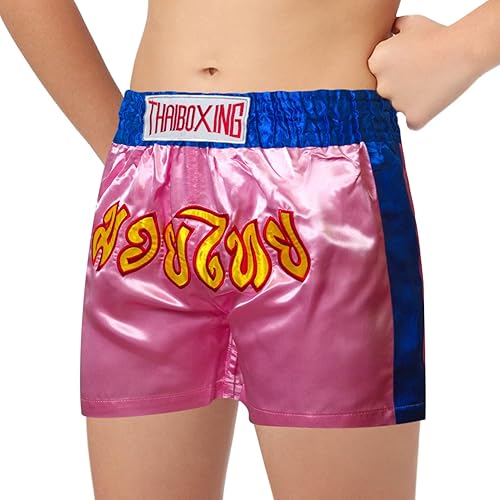 Miniatura 4 de Pantalones cortos ligeros de Muay Thai para niños (4 años a 12 años) boxeo, kickboxing, artes marciales mixtas, entrenamiento para niños y niñas