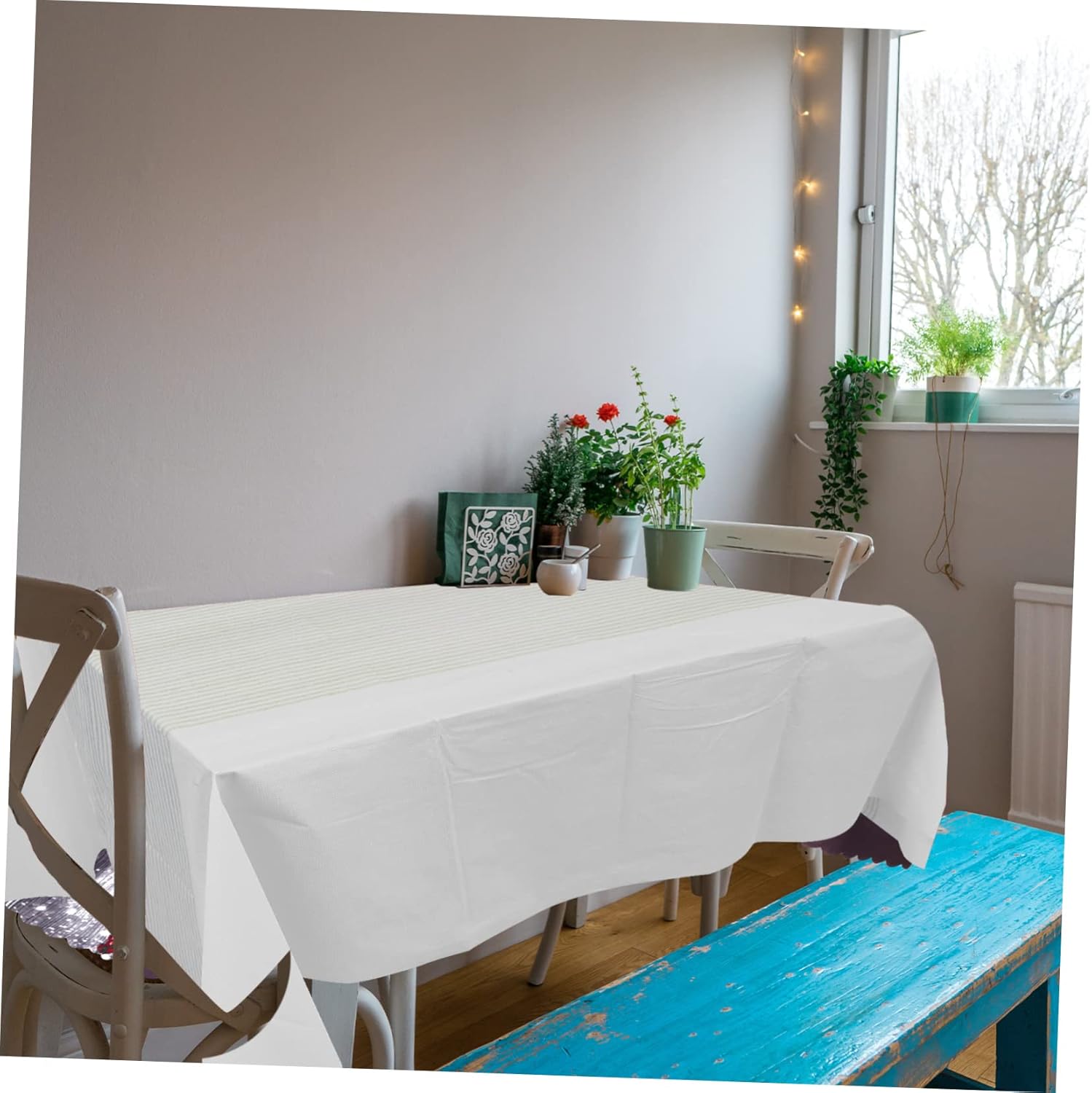 Unomor 10pcs Disposable Tablecloth Stain-Resistant Thickened Cover for Parties Picnics and Events Stripes