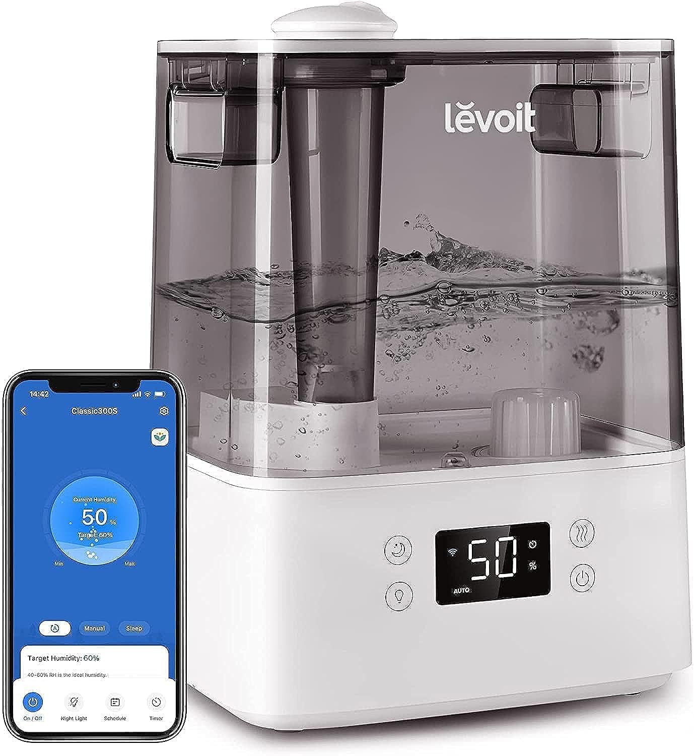 LEVOIT 6L Luftbefeuchter Top-Fill Humidifier Wlan 28dB mit APP & Alexa Steuerung & Luftbefeuchter Ersatzfilter Fängt feine Partikel im Wassertank auf