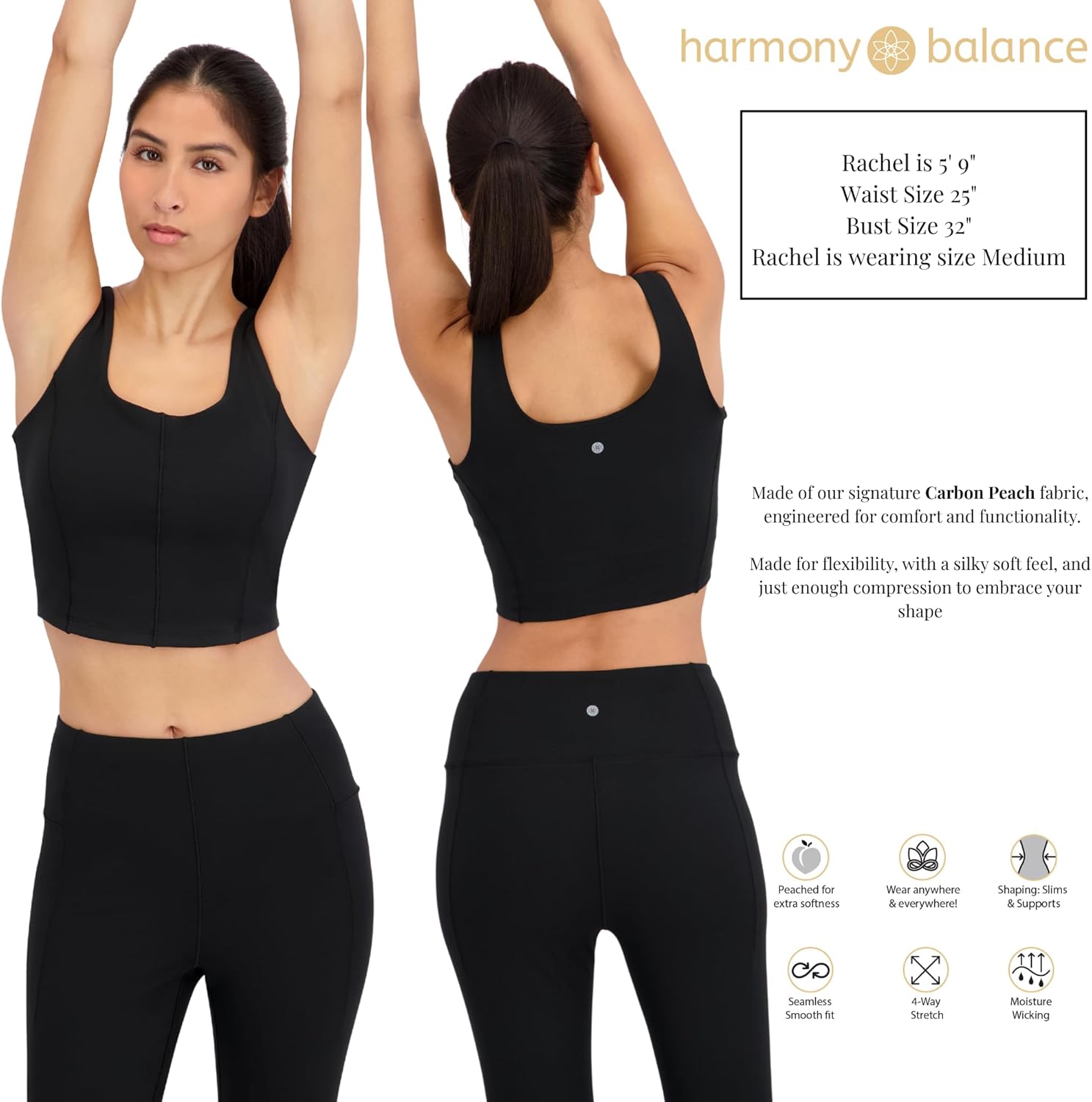 Harmony & Balance Womens Yoga & Pilates Set, Buttery Soft 4-Way Stretch Fabric, Tank with Matching Leggings - Image 2