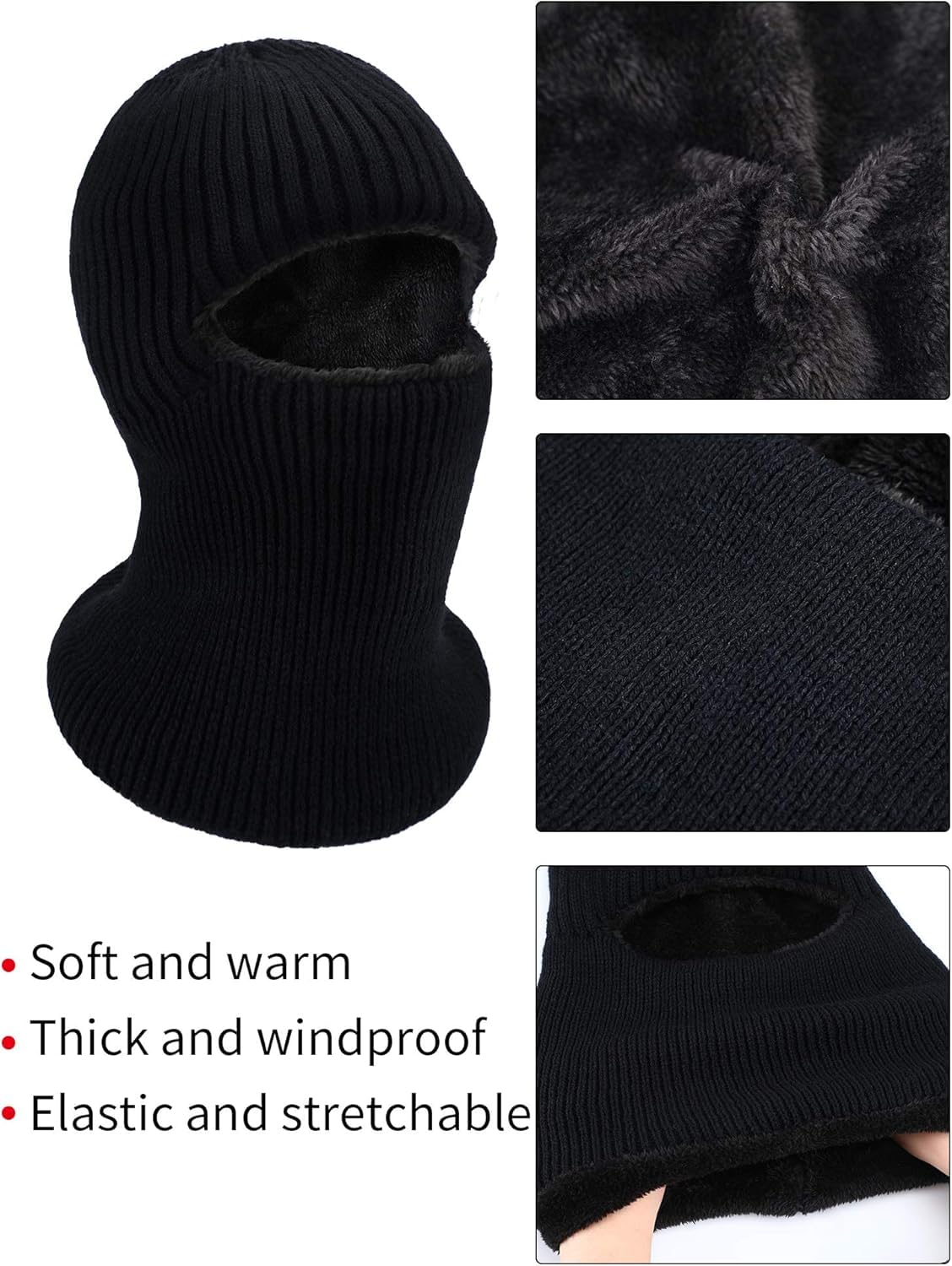 Lyonardo Woolen Winter Warm Snow, Fleece Full face Cover Monkey Cap for Men, Women (in, Alpha, M, Black)