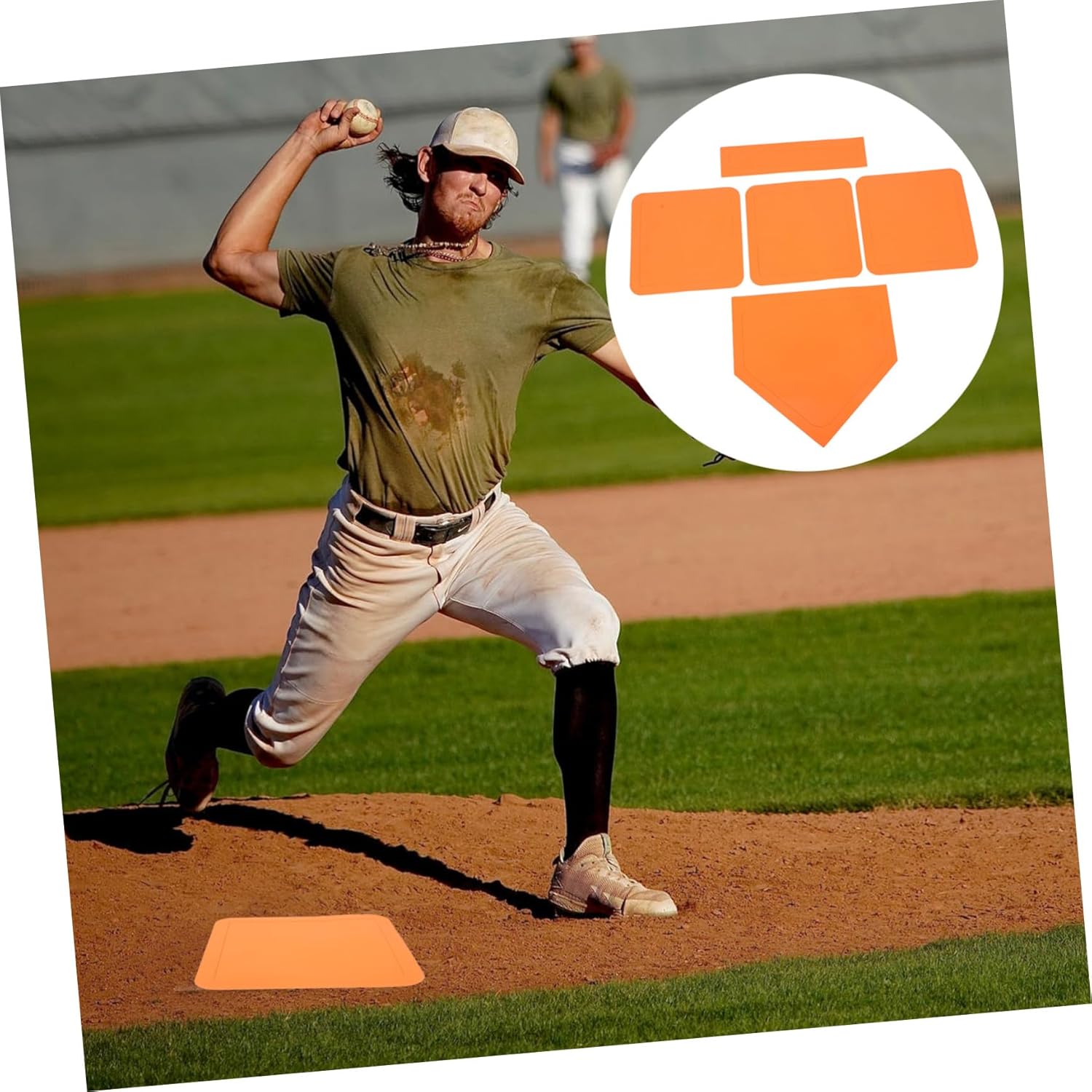 VICASKY 5pcs Softball Baseball Bases Pitching Mat Training Equipment for Field