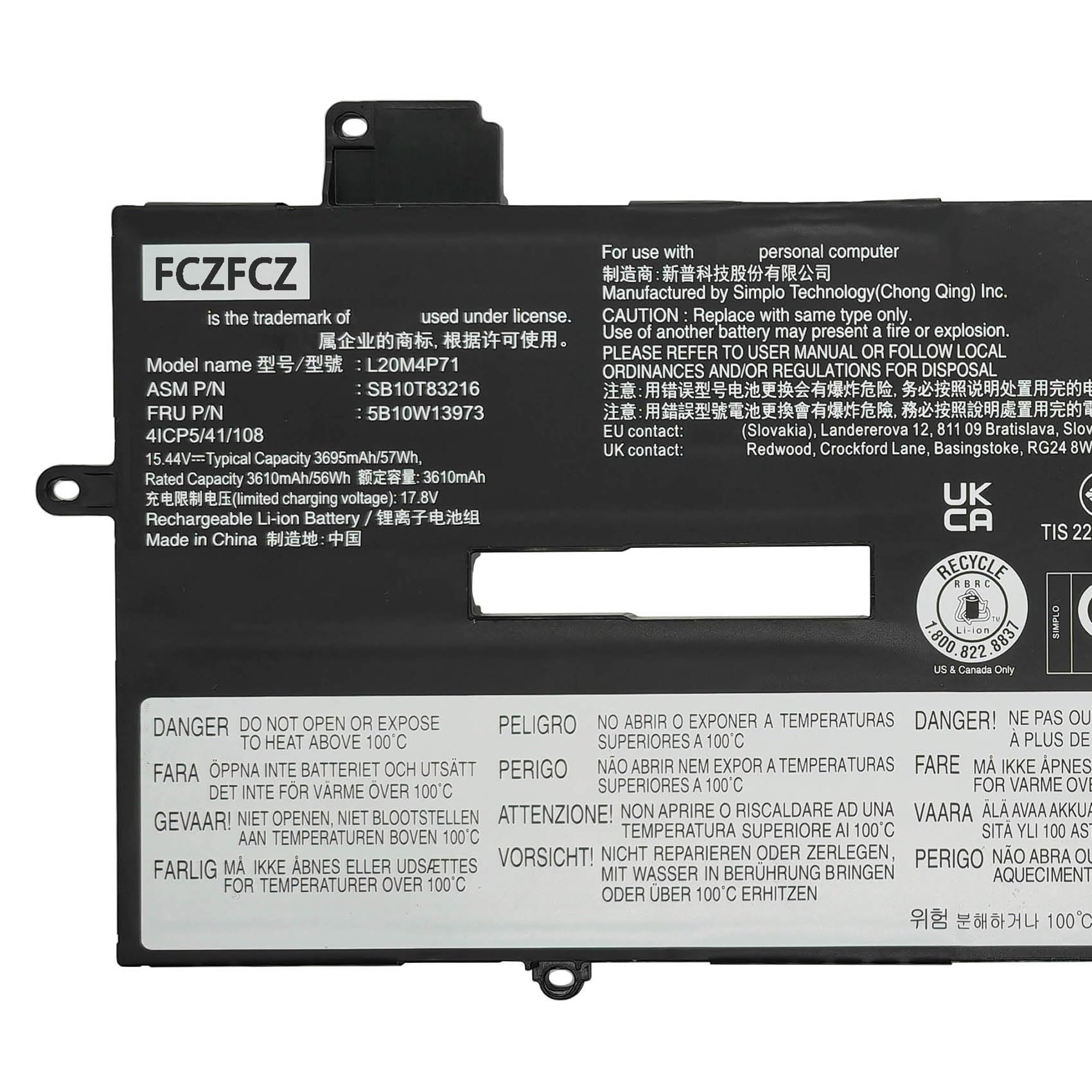 Amazon.com: FCZFCZ L20M4P71 Battery 57Wh SB10T83216 L20L4P71