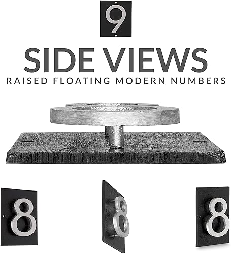 Miniatura 2 de Placa de dirección vertical de 3 pulgadas flotante con números de casa, aluminio, fácil de instalar, vertical, 1 dígito