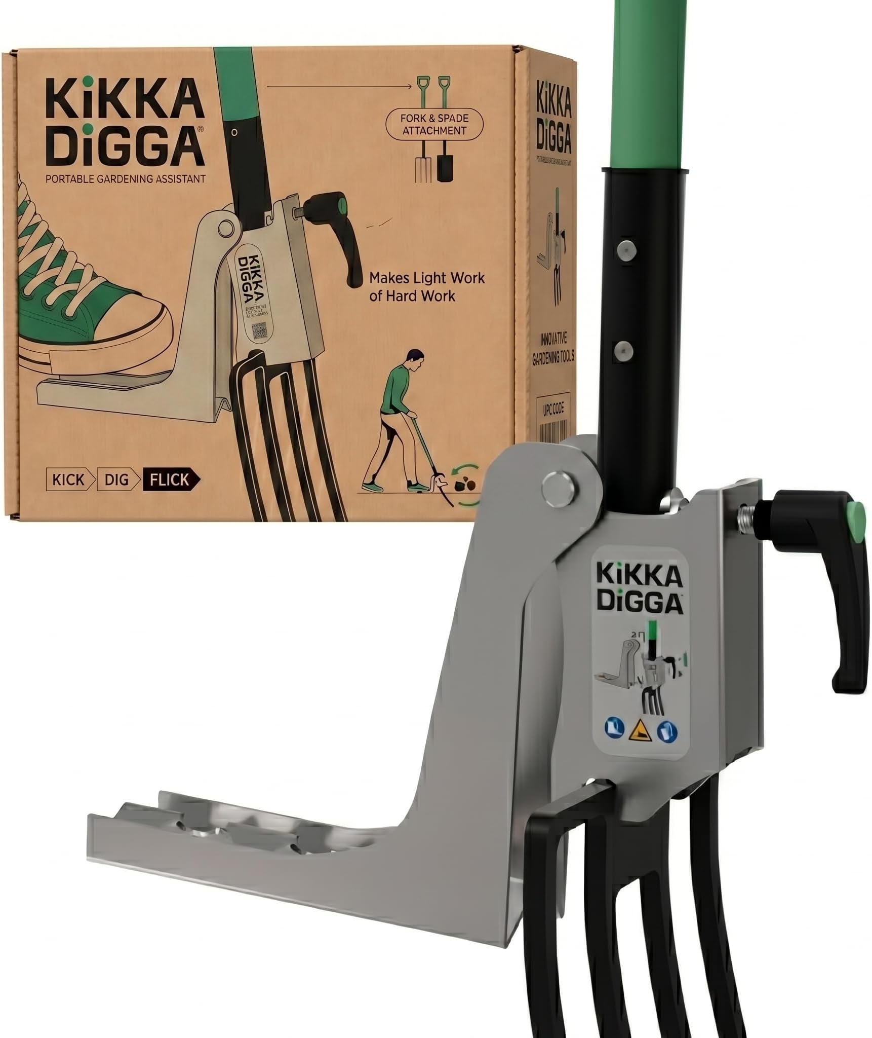 KiKKA DiGGA Digging Attachment Pedal for Garden Forks & Spades – Reduces Back Strain