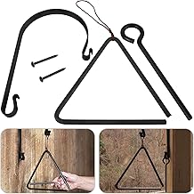 Triangle Dinner Bell Including Metal Hanger and Call Striker, Classical Cast Steel Cowboy Western Dinner Calling Bell for Chuck Wagon Décor