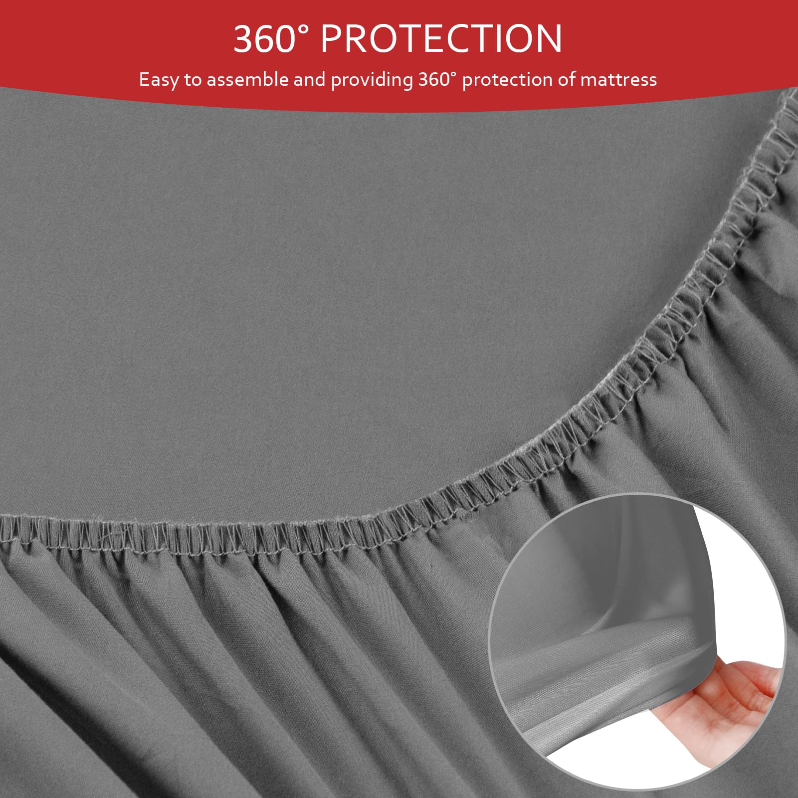 Grey Twin Fitted Sheet Set - 2 Pack -3