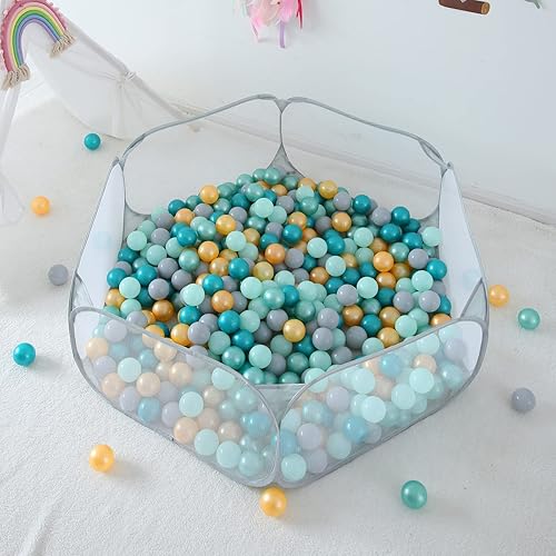 Vista 25 de STARBOLO Tienda de campaña para niños con pelotas, plegable para niños pequeños, piscina de pelotas, valla de gateo para interiores y exteriores