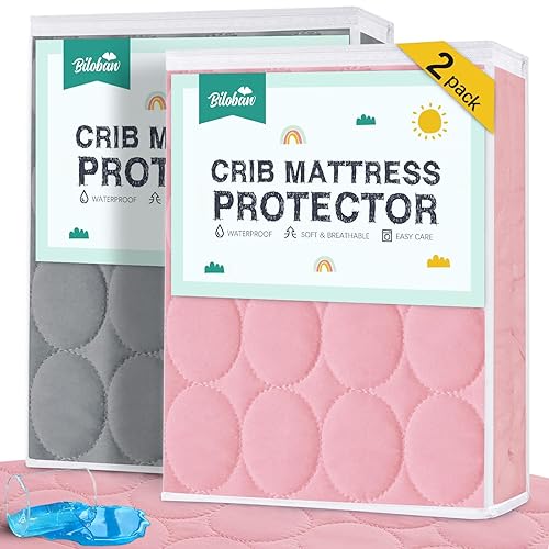 Paquete de 2 protectores de colchón para cuna, impermeables, acolchados, ajustables, absorbentes y silenciosos, para cama de bebé (52 x 28