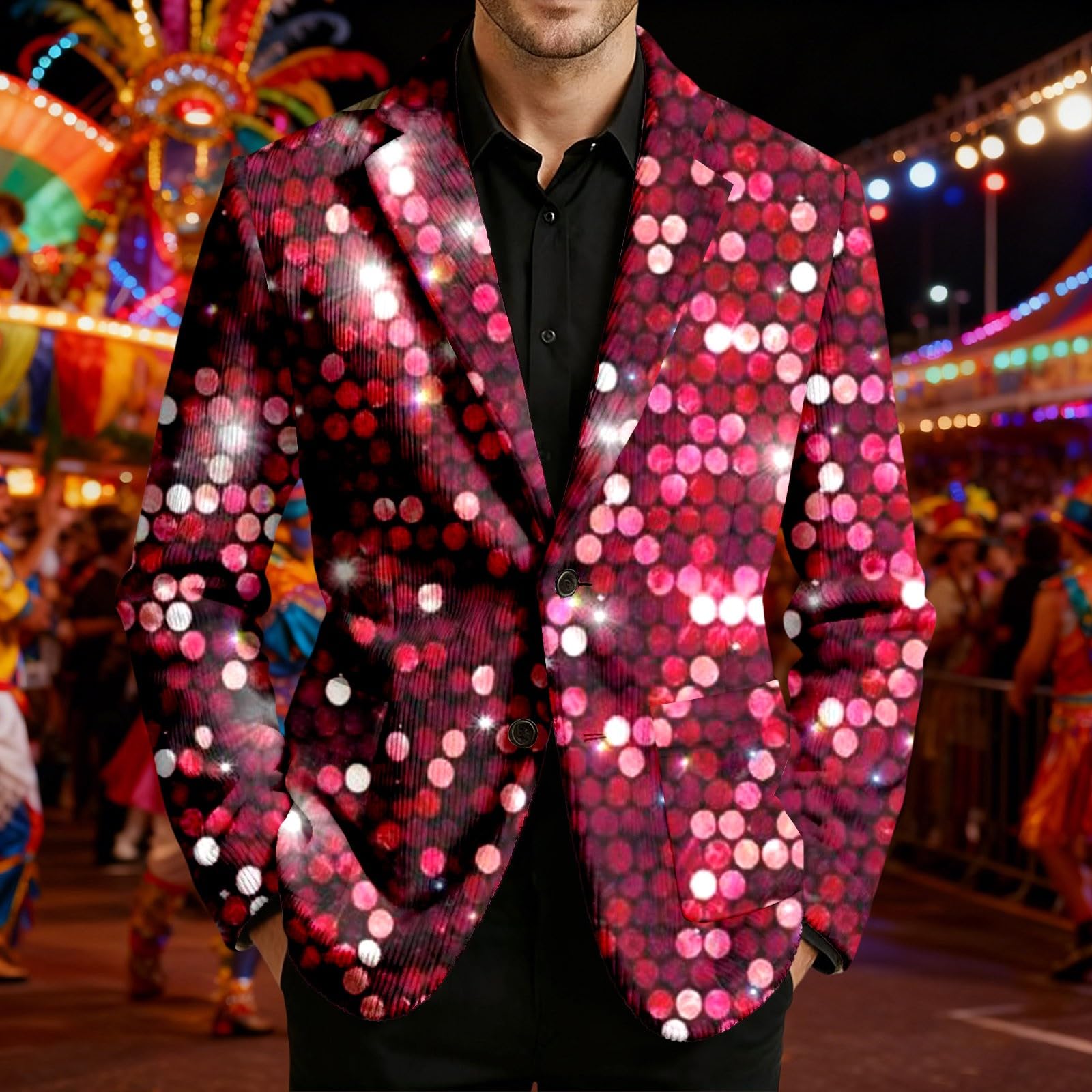 Blazer Hombre Chaqueta Americana Corduroy Estampada Lentejuelas Diseño Moda Casual Corte Regular Brillante Cómodo Para Carnaval Fiesta Noche