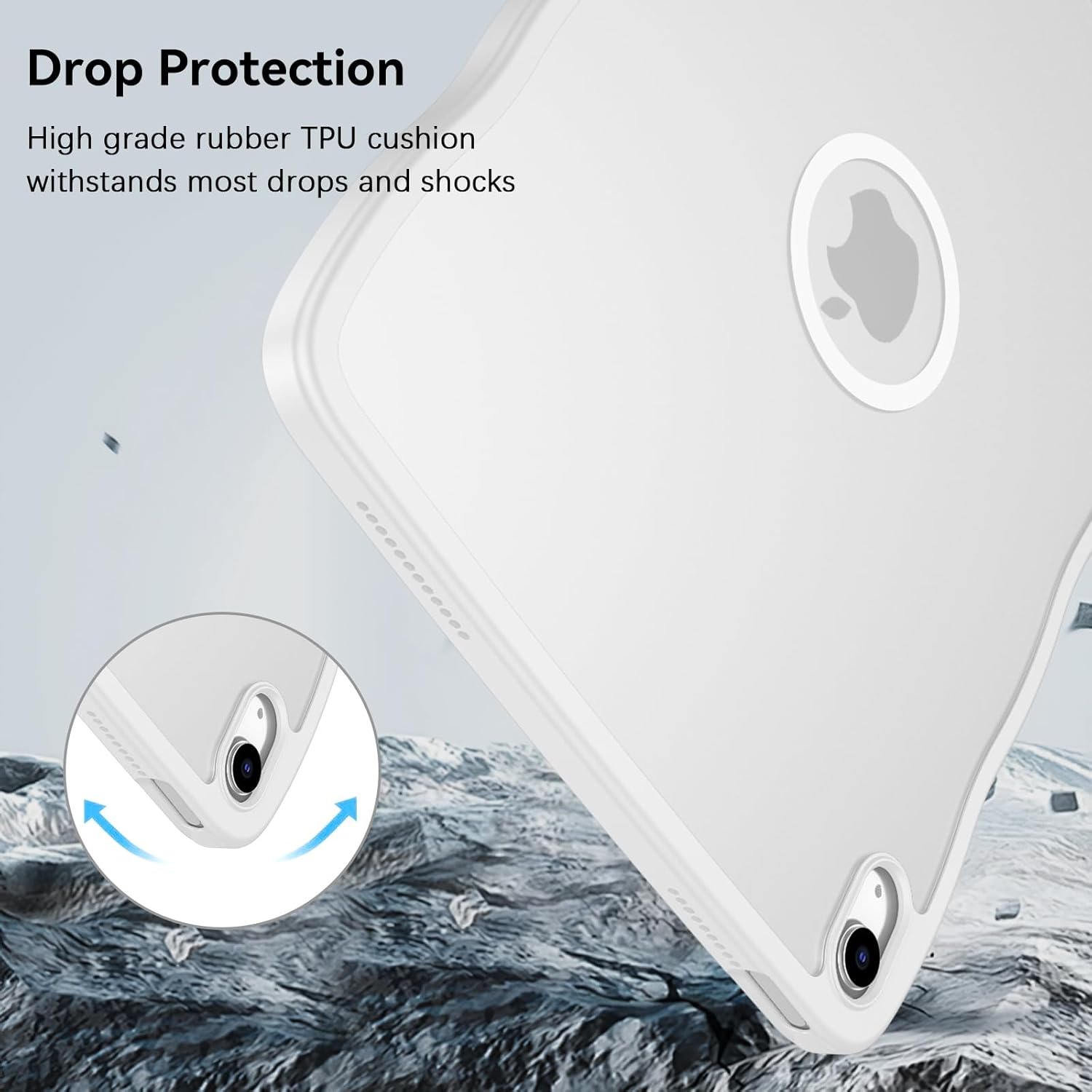 BENTOBEN Magnetic for iPad A16 Case (11th Generation 11 Inch 2025), iPad 10th Generation Case 10.9 Inch 2022, Cute Curly Wavy Translucent Matte Slim Soft TPU Tablet Cover for iPad 11th/10th Gen, White