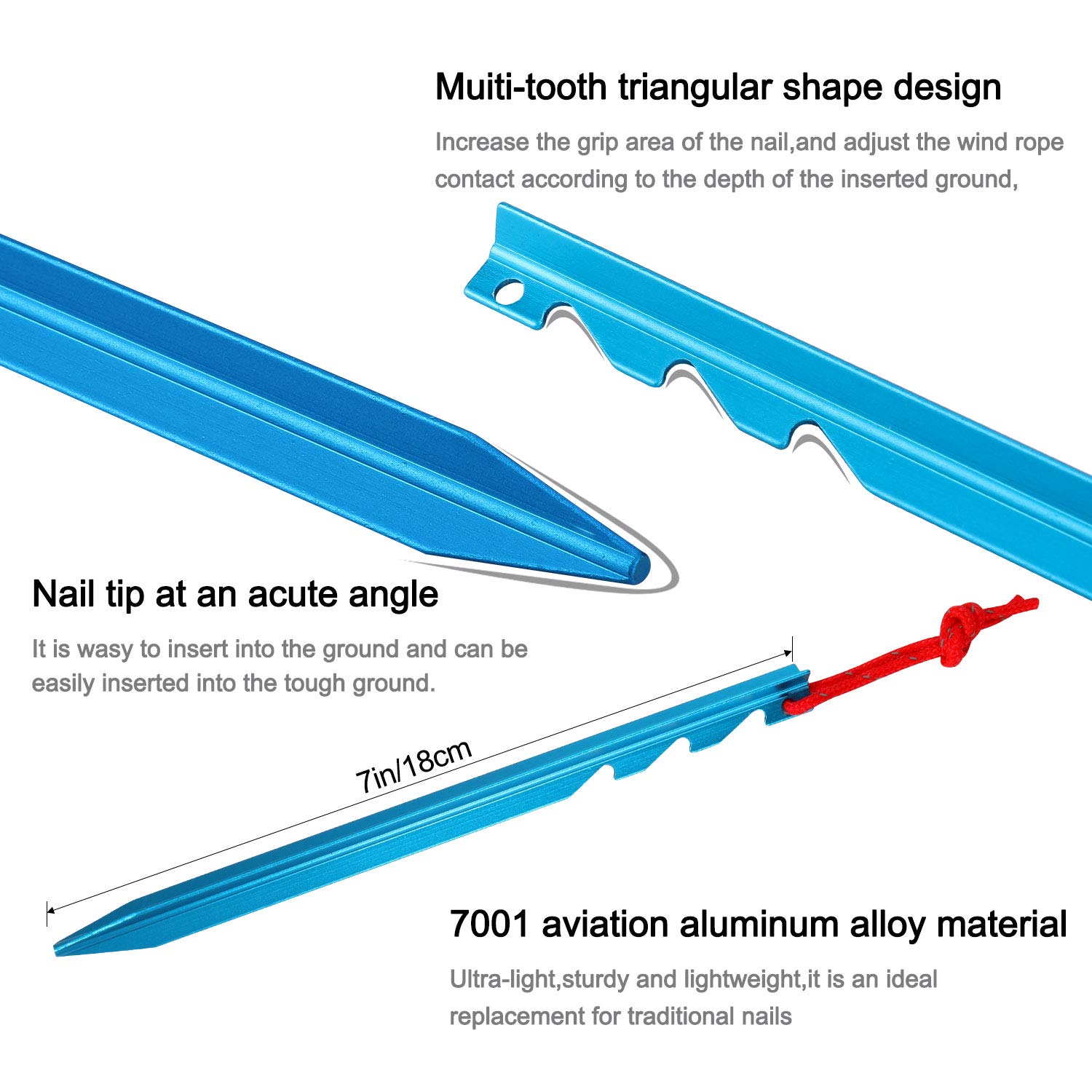Martello Da Campeggio Multifunzione Con 8 Picchetti Alluminio - Kit Completo Per Tende Con Estrattore E Borsa