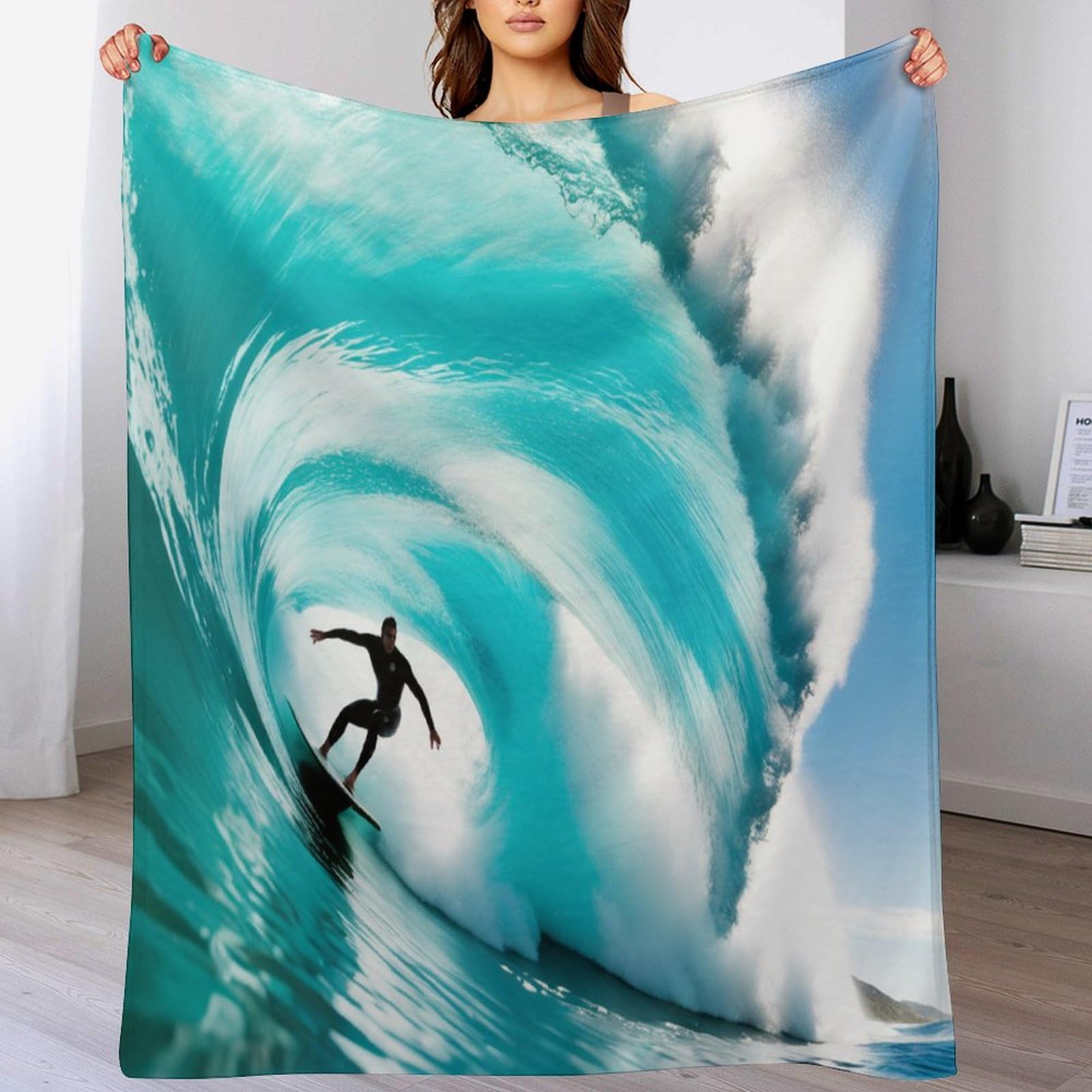 Ggjjtt Boys Surf Blanket Soft Cozy Blanket Throw Couch Bed Print Couch And House Decor Throws For Sofa For Kids Girls,180×200Cm