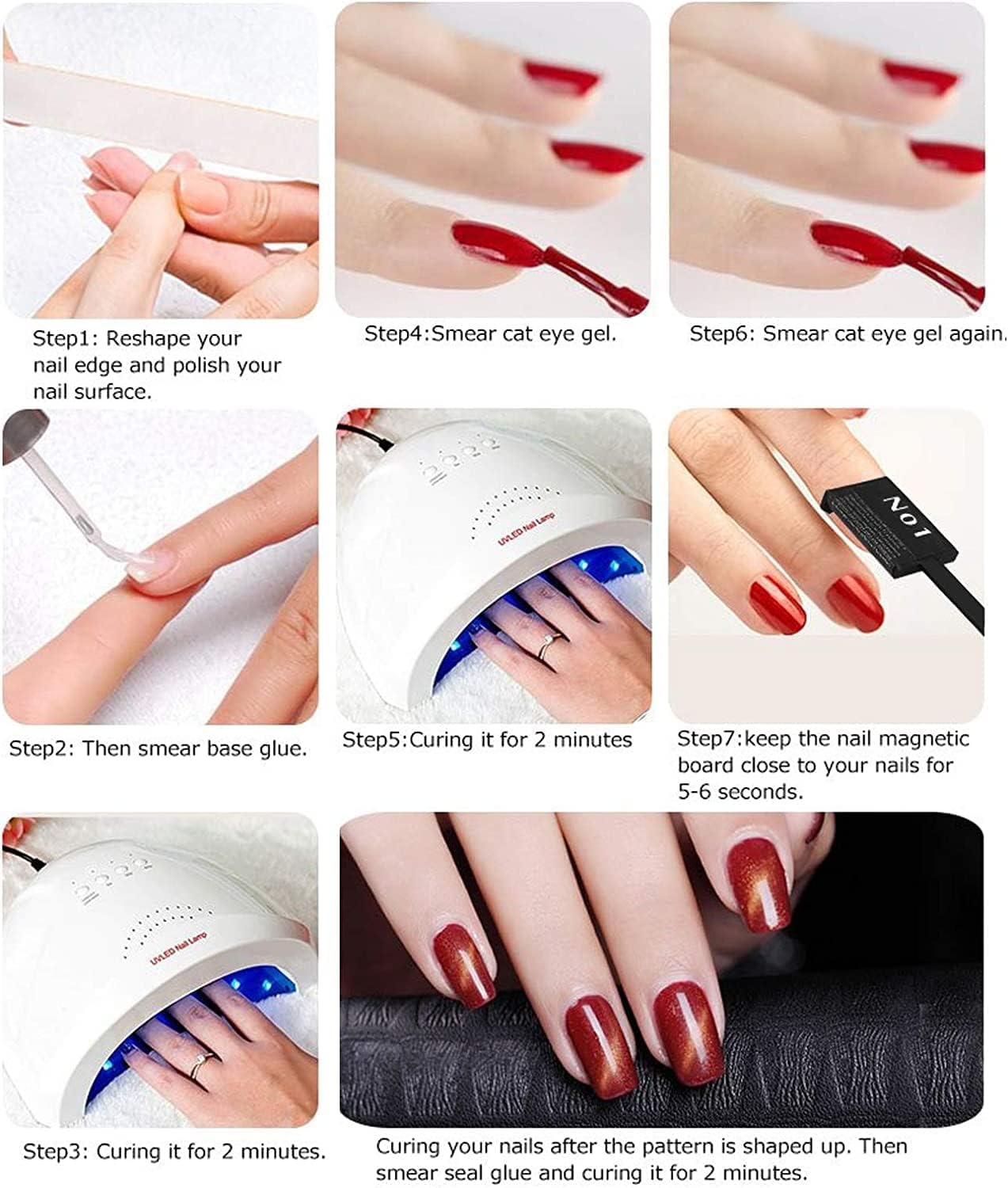 Ideal Swan Magnet Nail Art Polish Tool Set, Cat Eye Gel Polish 3d Gel Nails Cat Eye Plastic Tool, Magnetic Cat Eye for Salon Studio Home Manicure (15 Piece Set)