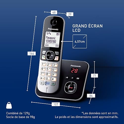 TELEPHONE FIXE PANASONIC TELEPHONE DECT Noir - 6