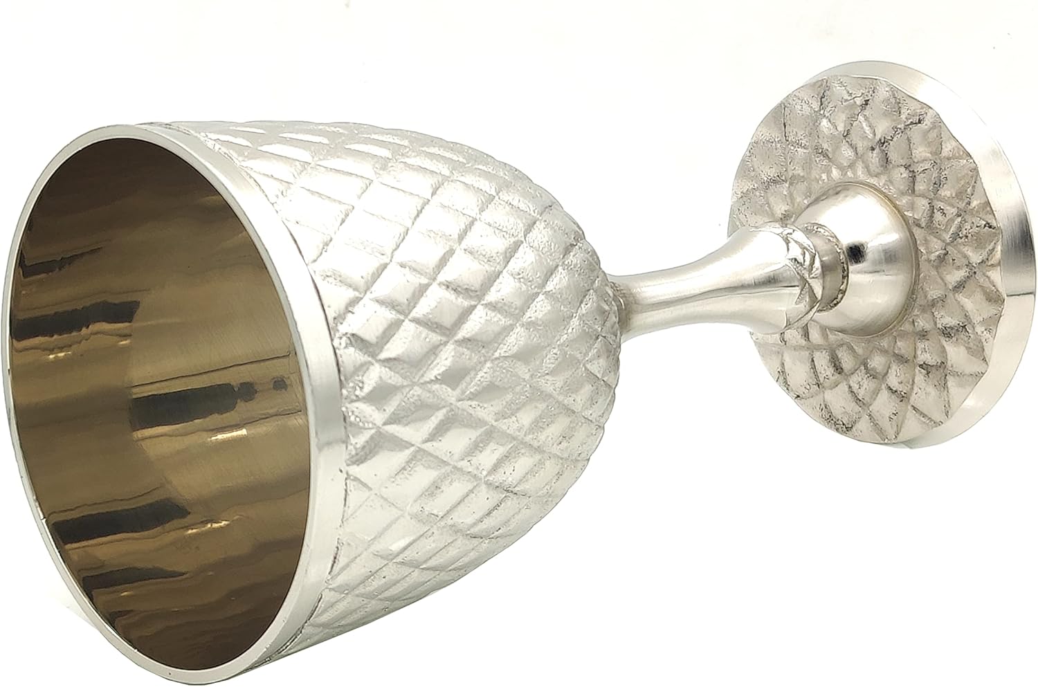 REPLICARTZUS Golden Brass Chalice Cup – Elegant Gold Goblet, Medieval Wine Goblet for Party Celebrations, Premium Chalice Goblets & Brass Glass for Timeless Decor 8.5 Oz, 7.5 Inch (Silver B)