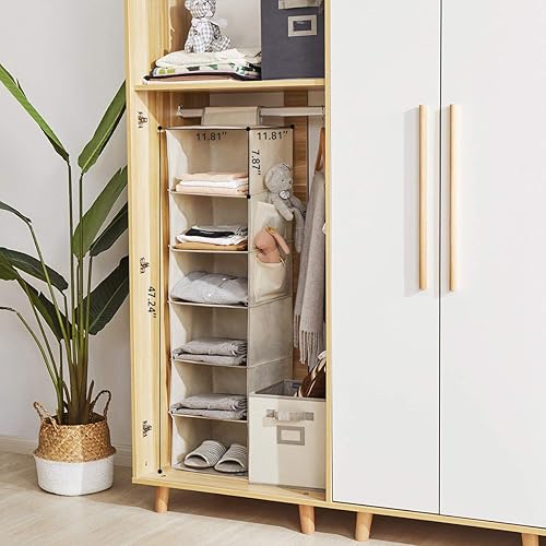 Miniatura 48 de Organizadores y almacenamiento colgante para el clóset, 6 estantes de almacenamiento colgantes para clóset, gris Beige,Negro -,Azul,Marrón,Rojo
