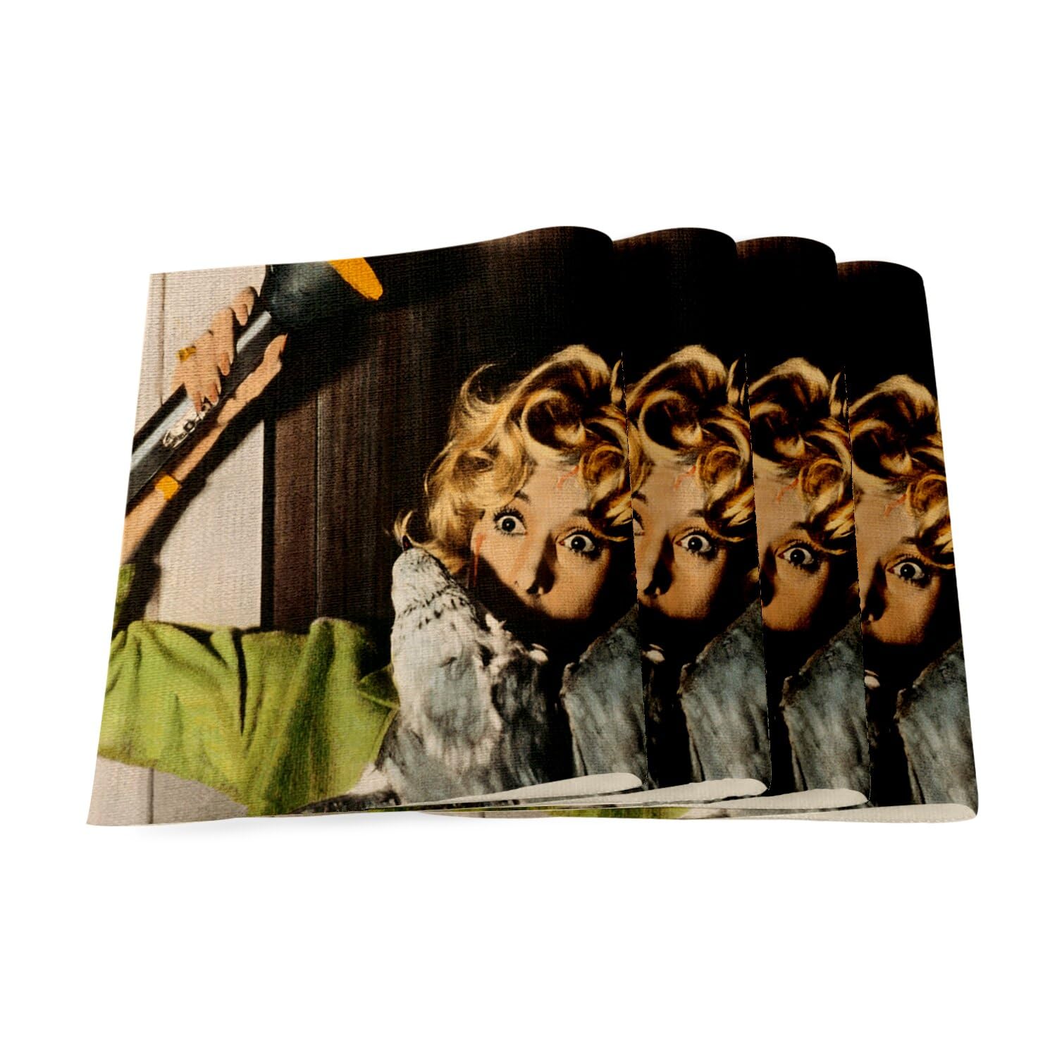 Sets de table en lin Les Oiseaux grand format 40x28,5cm au design affiche de film