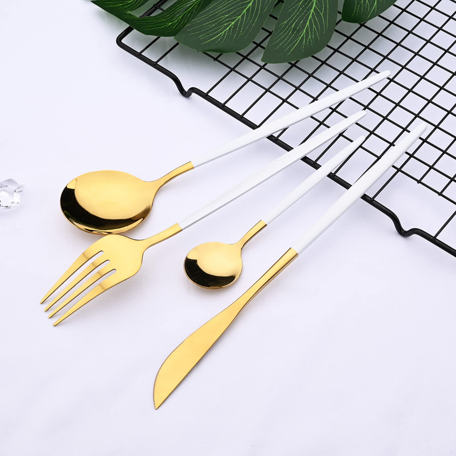 Besteck Set Edelstahl Geschirr Set Messer Gabeln Kaffeelöffel Geschirr 24 Teiliges Set Rotgold
