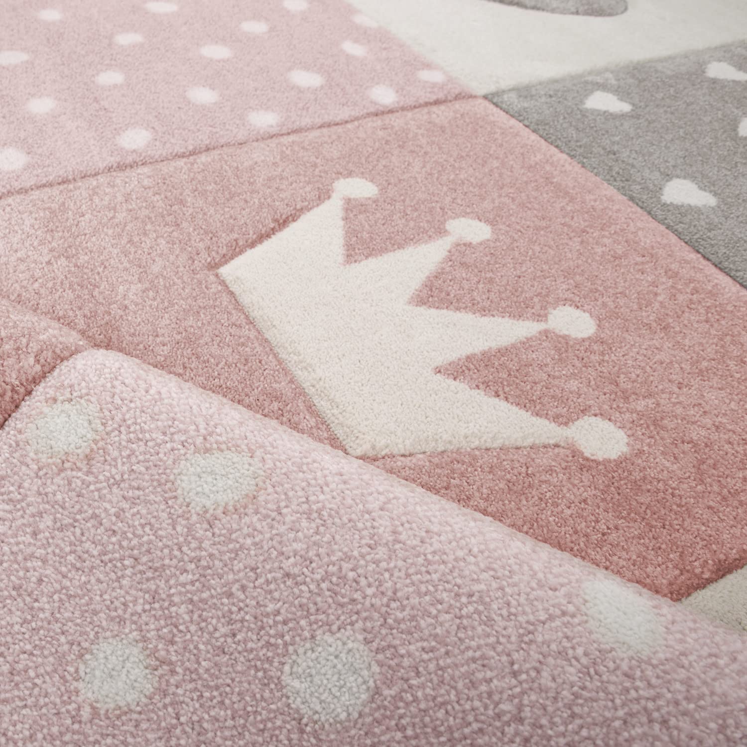 TT Home Tappeto Bambini Chicco Tappeto Stanza Bambini Pastello 3D Polkadot Cuore, Color: Rosa, tamaño:80x150 cm
