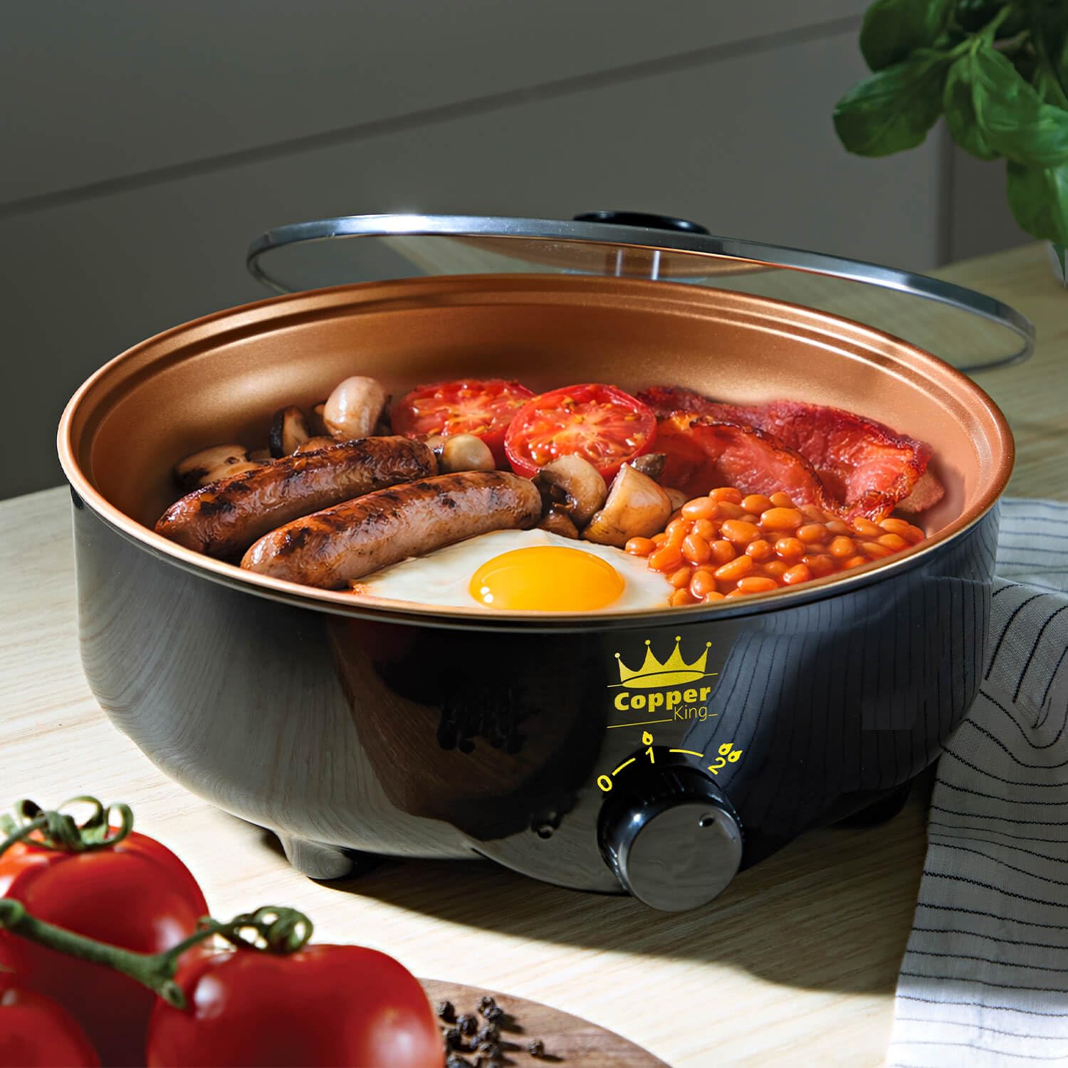 Coopers of Stortford - Electric Frying Pan, 26cm, Non-Stick with Lid