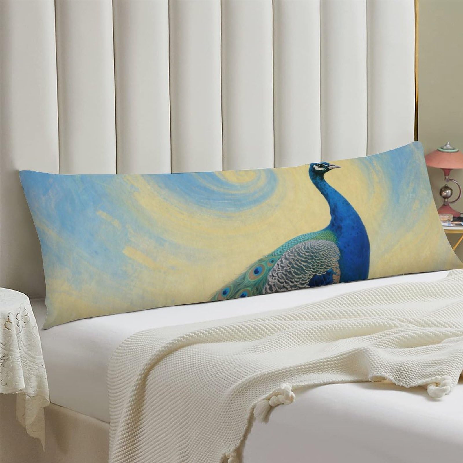 Body Pillow Cover 20x54 Long Pillow Case with Invisible Zipper Breathable Microfiber Elegant Peacock Pillowcase Soft Cozy Protector for Bedroom Couch Sofa Bed Home Decor All Seasons