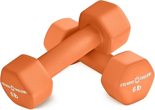 Miniatura 11 de Fitness Republic Juego de 2 mancuernas de neopreno, antideslizantes, forma hexagonal, pesas libres para tonificación muscular y fortalecimiento