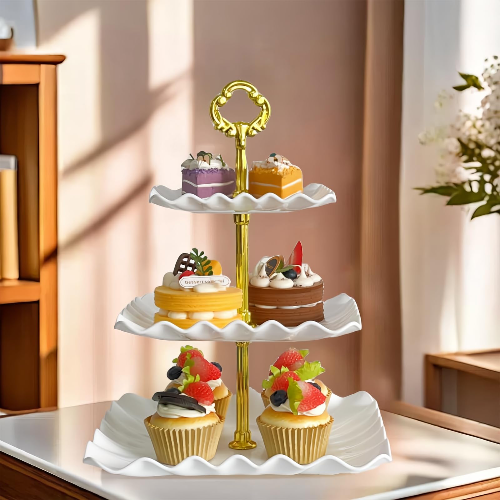 Alzata Per Cupcake 3 Livelli Viola – Supporto Per Torte E Dessert In Cartone, 24 Cupcake, Per Feste Di Compleanno E Buffet