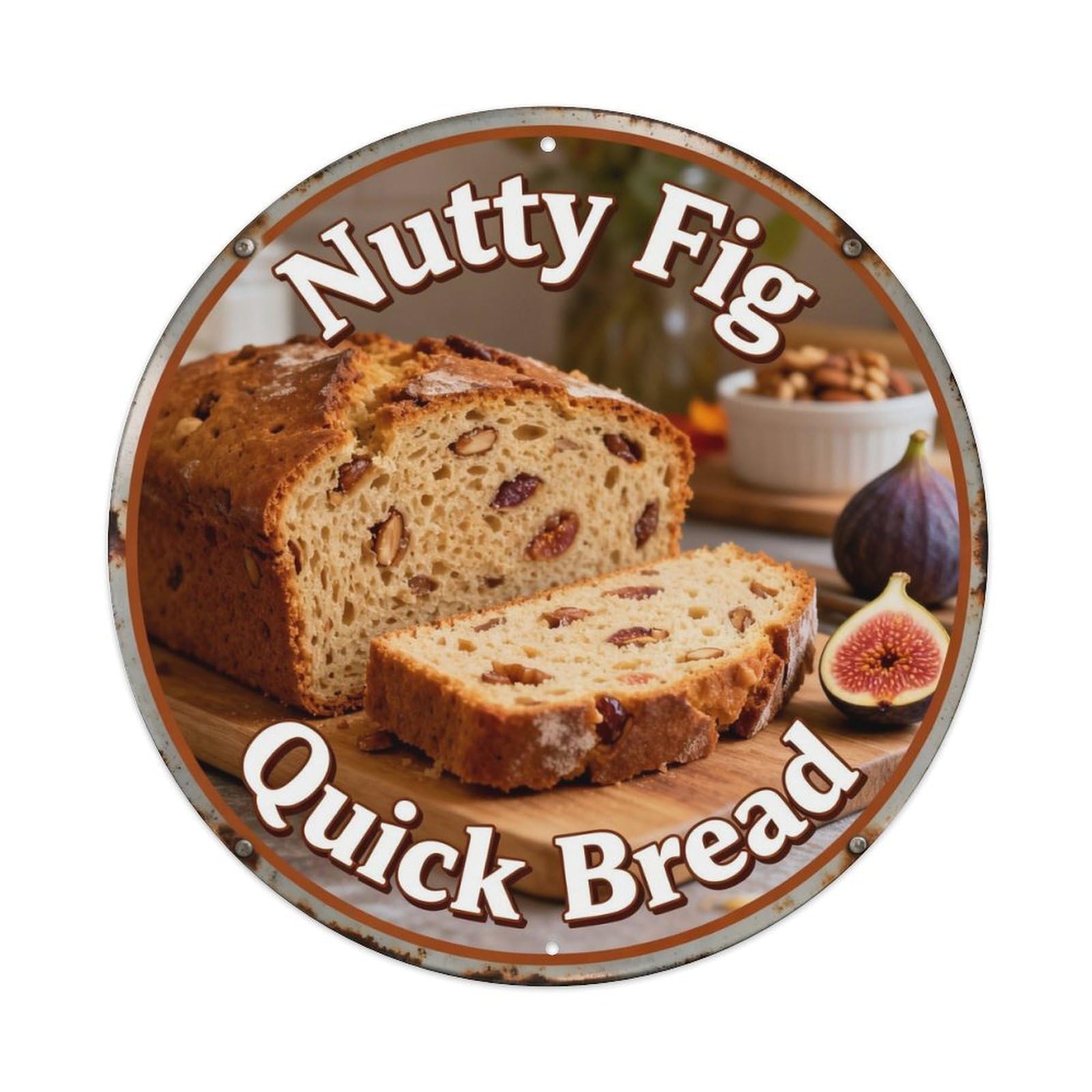 Nutty Fig Quick Bread Metal Tin Sign Plaque