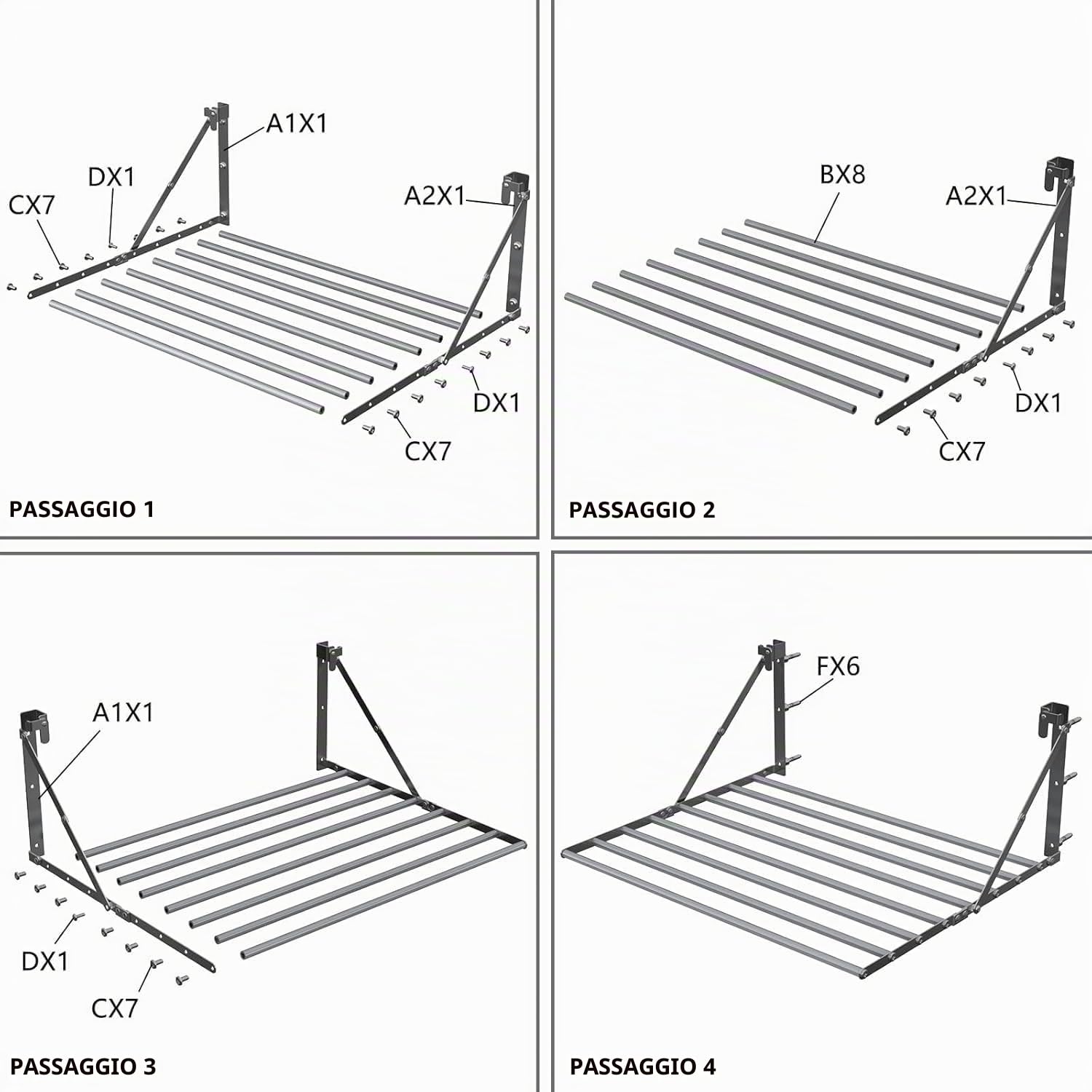Innotic Stendino da parete 8 Barre, 61cm pieghevole antiruggine