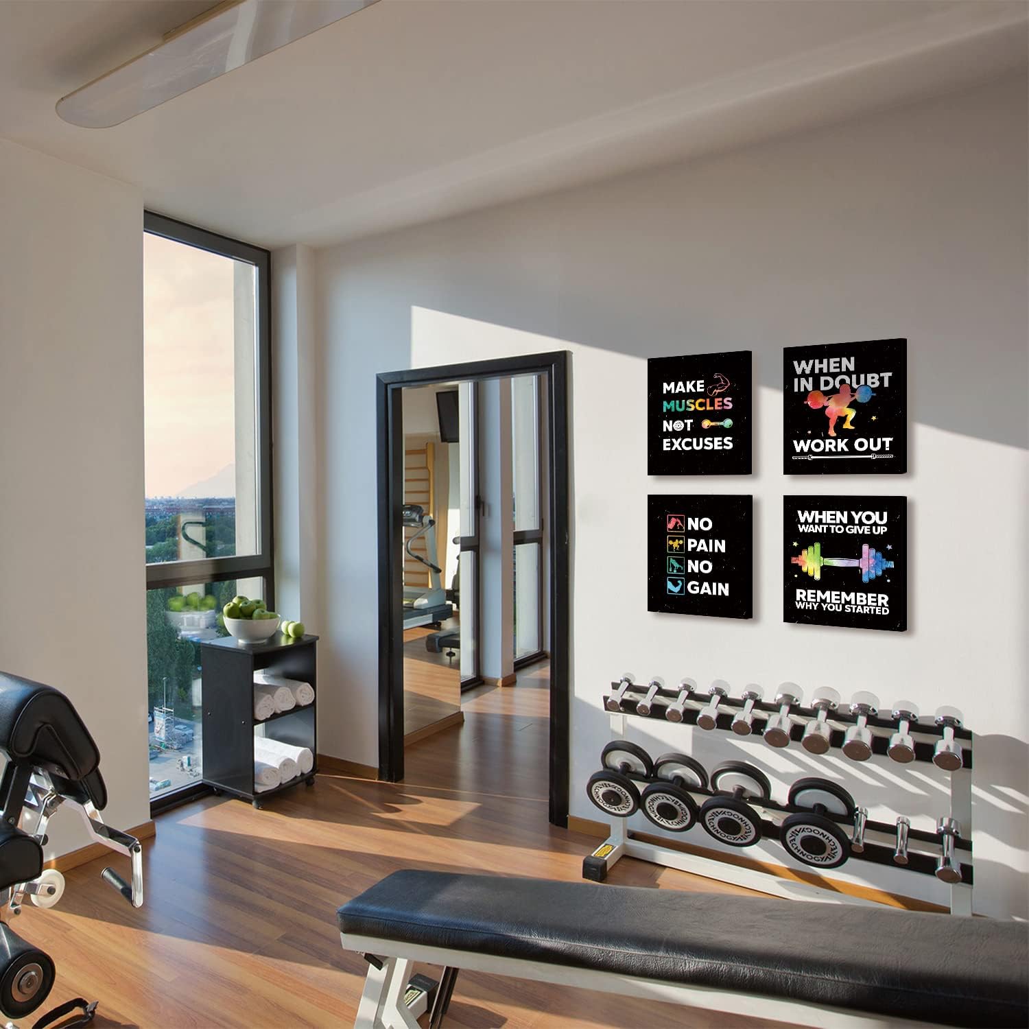 HLNIUC Motivational Gym Wall Art,Inspirational Workout Room Wall Decor, Motivational Words Home Gym Decor Set Of 6(8’’X10’’,framed),Positive Canvas Art Print For Gym,Exercise Classroom Decor - Image 3