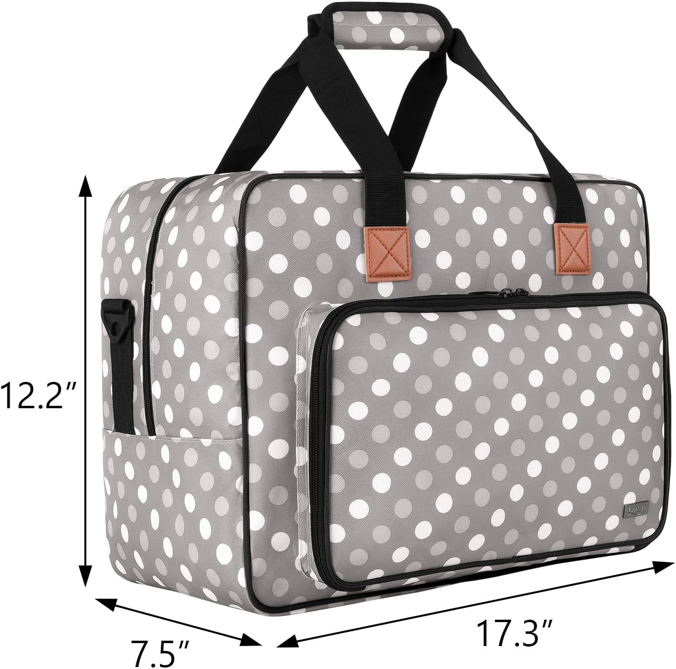 LUXJA Sewing Machine Bag, Portable Tote Bag Compatible with Most Brother, Singer Sewing Machines and Extra Sewing Accessories, Gray Dots