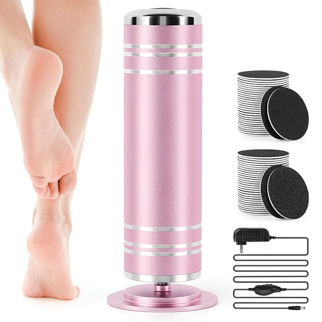 Electric Foot File Callus Remover Adjustable Speed 1000RPM Feet File Grinder with 60 Pcs Sandpaper Discs - Professional
