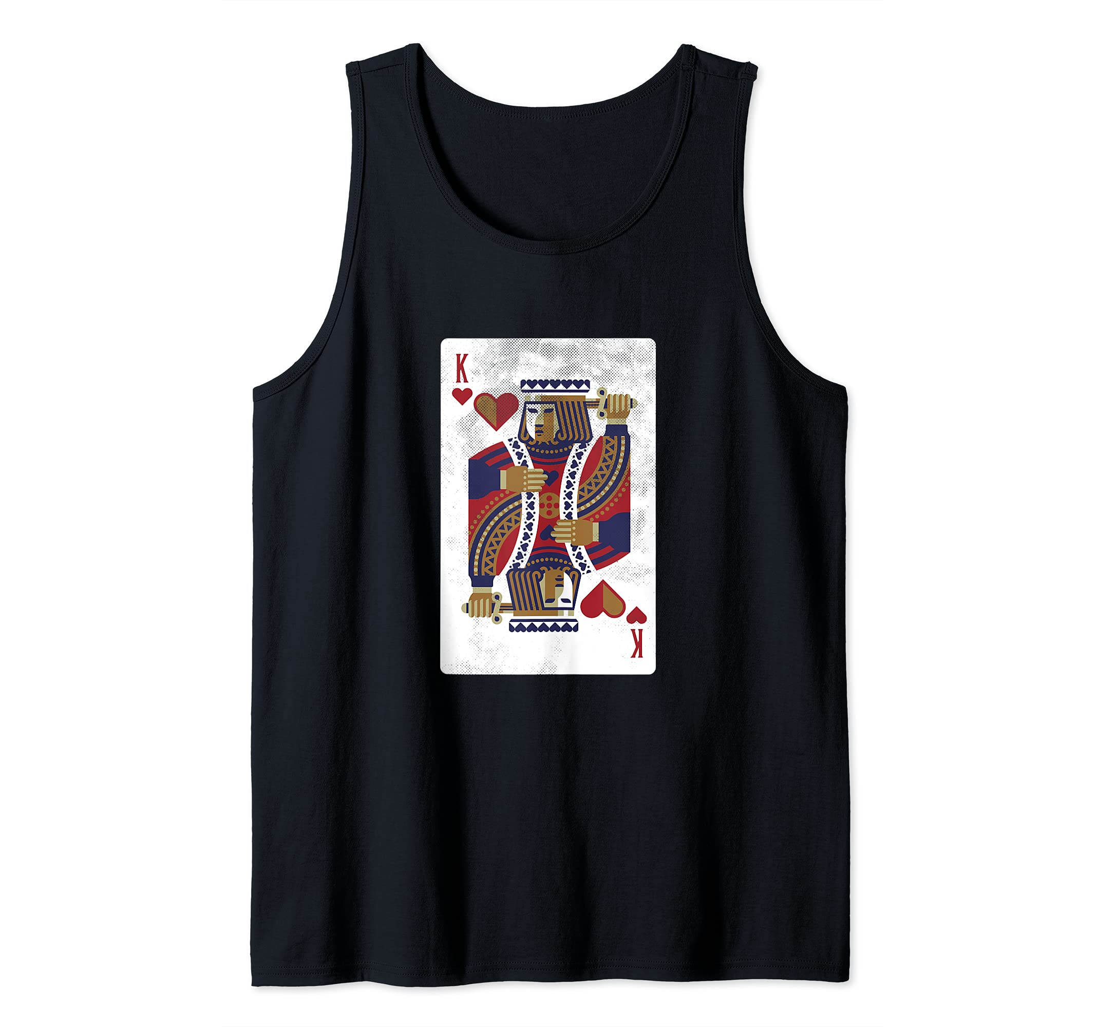 Mens King Of Hearts Card Design Poker Player Funny Tank Top, Black