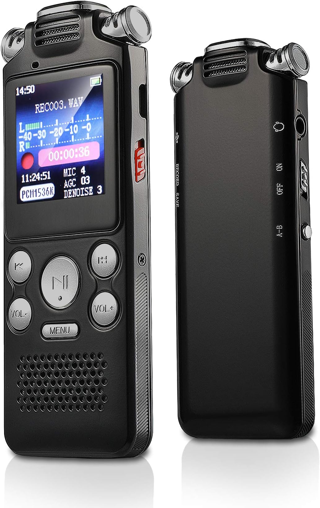 Digital Voice Recorder, AMDISI 8GB USB Professional Voice Recorder With MP3 Player, HD Recording, Portable Auto Voice Activated Recorder with Rechargeable, Stereo Recording of Dictaphone Voice Recorde