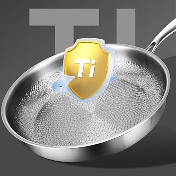Titanium Hammered Pan Pro with Lid, Titanium Nutrition Pan with Lid, Multifunctional Scratch-Resistant Non Stick Pans for Cooking, 26cm/28cm/30cm