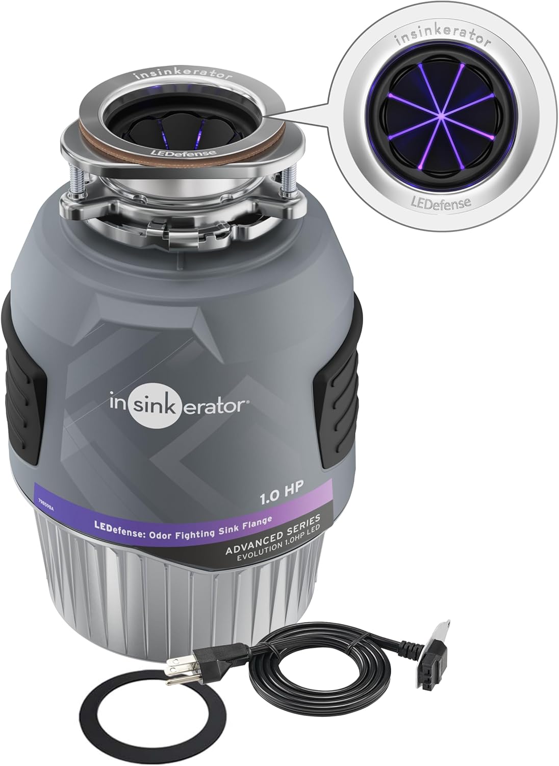 INSINKERATOR Evolution 1.0HP LED Garbage Disposal, Advanced Series Continuous Feed Food Waste Disposer with Antimicrobial LED Accessory Garbage Disposal Flange