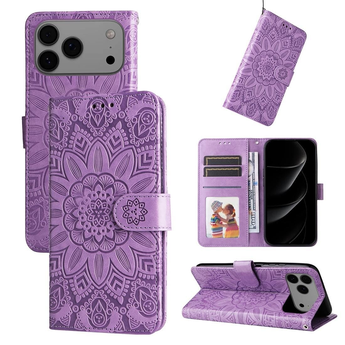 Coque iPhone 16 Pro violette à rabat antichoc pour protéger l'écran des rayures - 6