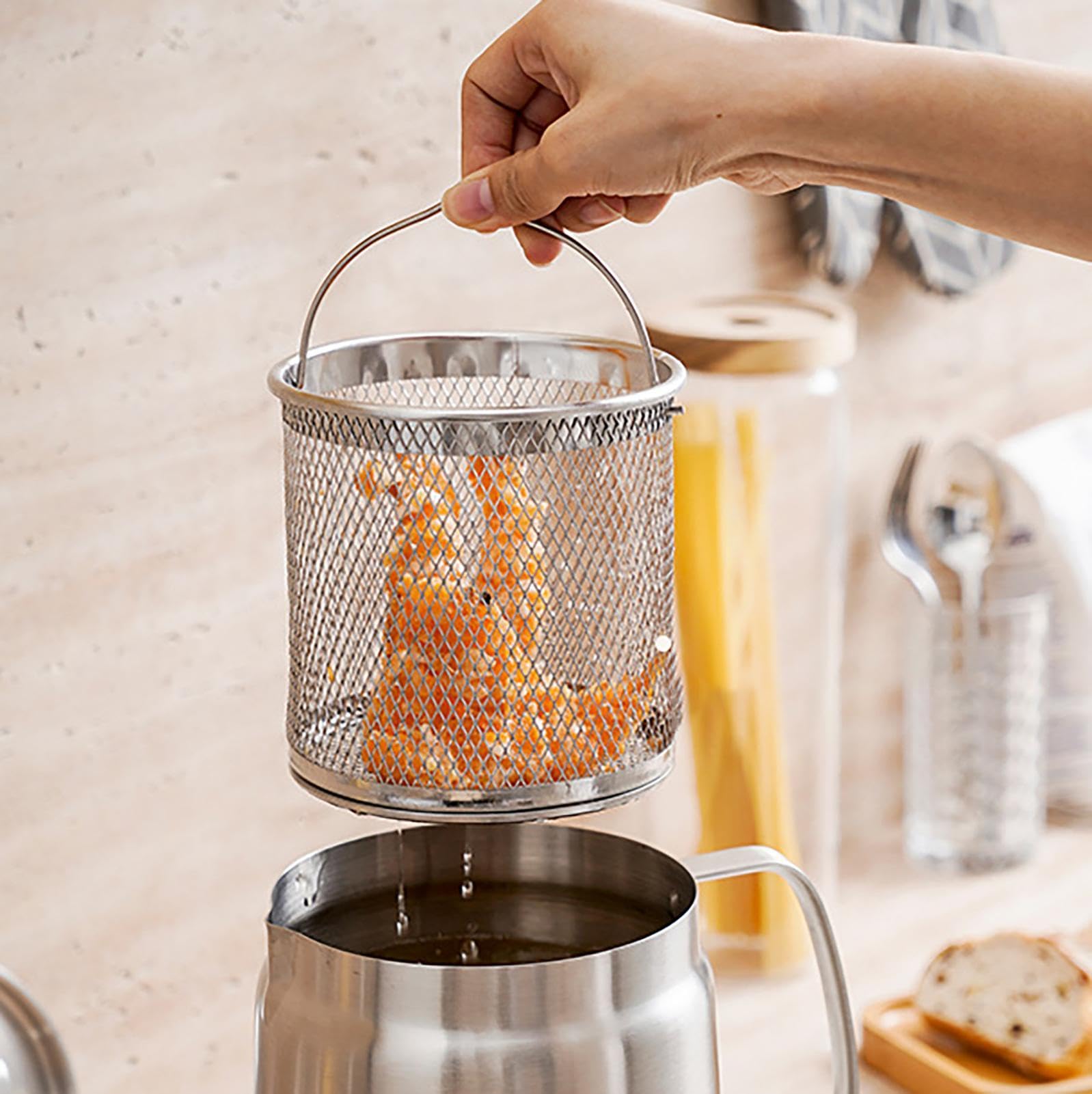 Contenitore Per Olio Da Cucina 1.7L - Con Filtro Acciaio Inox Per Grasso Pancetta - Foto 5