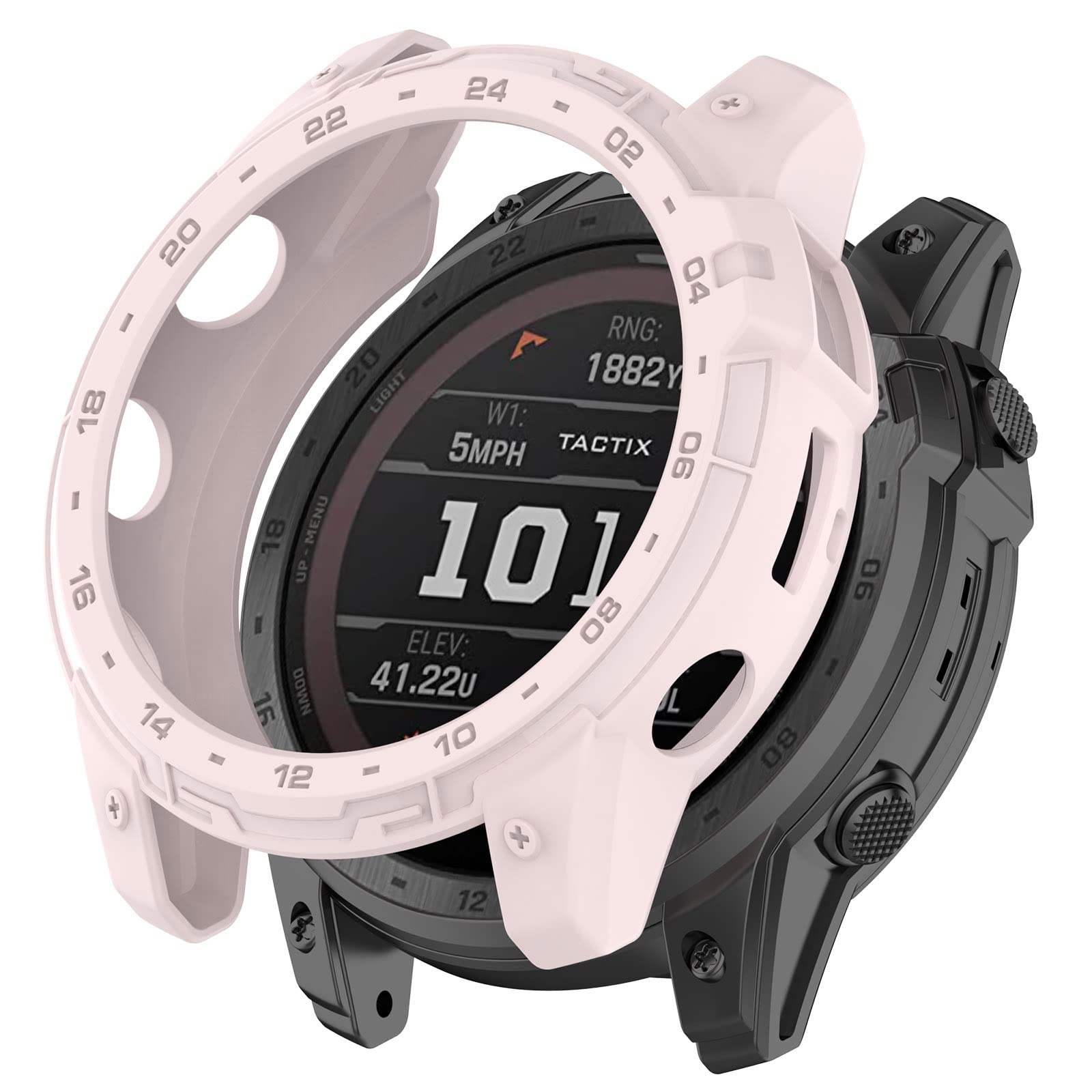 ZZjingli For Garmin Enduro2 / Tactix7 Armor Hollow TPU Watch Case(Lvory White)(Dark Blue)(Light Pink) etc (Color : Light Pink)