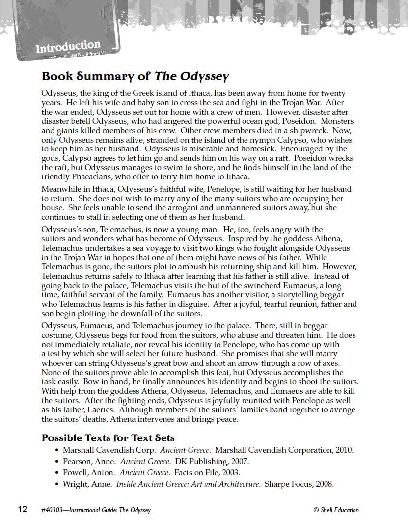 The Odyssey: An Instructional Guide for Literature - Novel Study Guide for High School Literature with Close Reading and Writing Activities (Great Works Classroom Resource) - Image 4