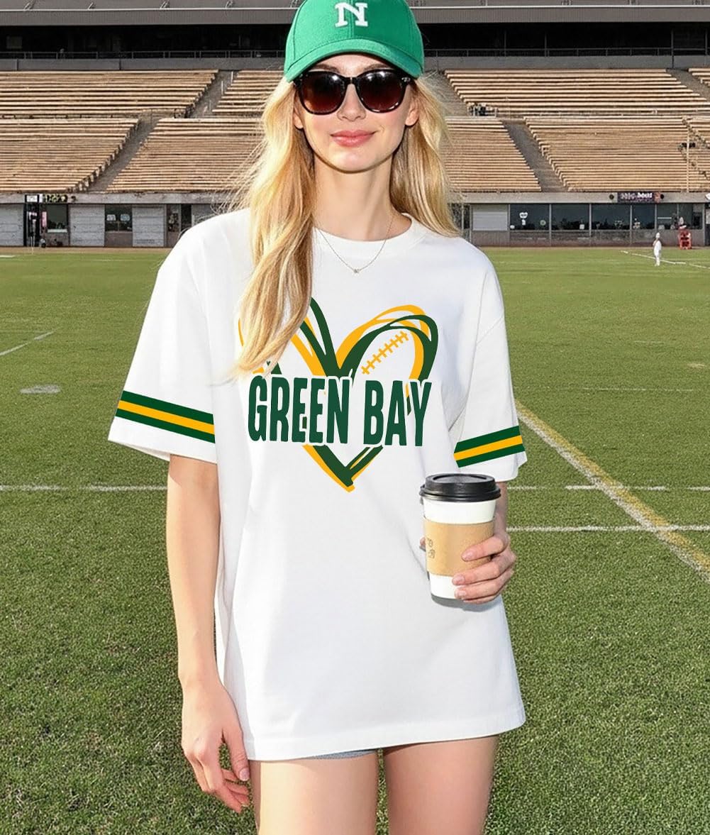 Football Shirt Women Game Day Tshirt Football Season Short Sleeve Tops Team Fans Heart Graphic Outfits Merch - Image 5