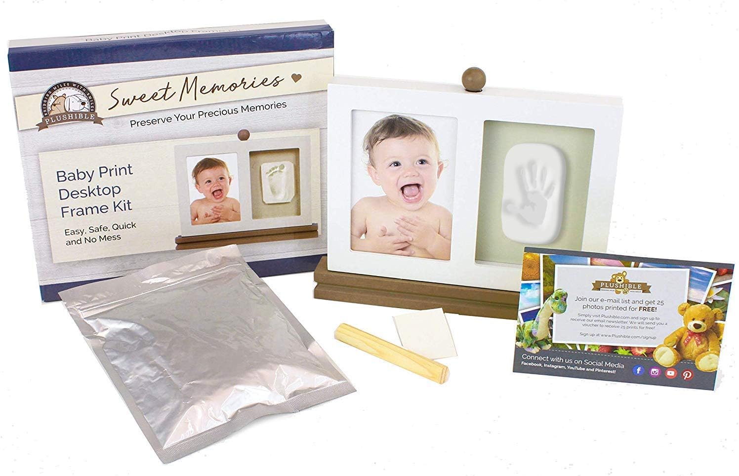 Casting Kit - Baby Keepsake & Dog Paw Print Kit for Newborn - Inkless Plaster for Foot & Hand - Safe Cast Mold Impression Kits Footprint or Handprint - Brown