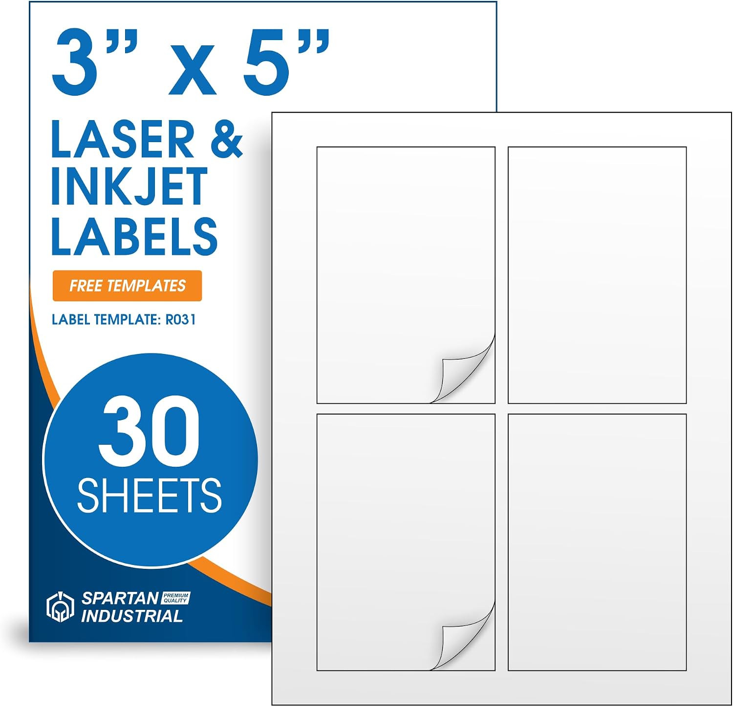 3x5 Matte White Printable Labels for Inkjet and Laser Printers - 30 Sheets